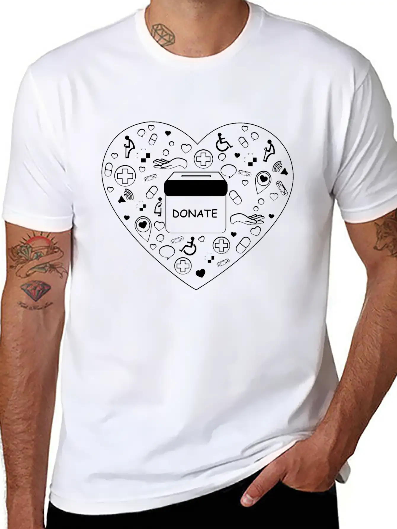 Charity For Medical And Health On Heart Shape Stylish Everyday T-Shirt – Unisex Basic Cotton Tee