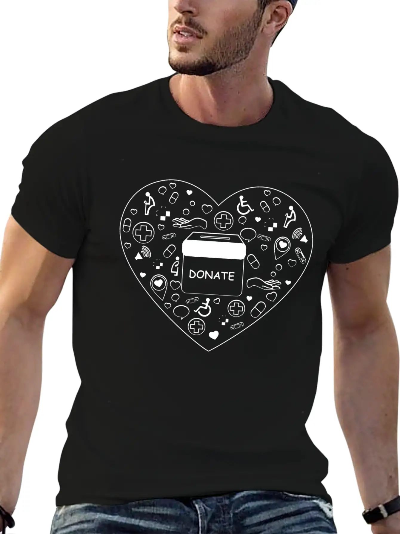 Charity For Medical And Health On Heart Shape Stylish Everyday T-Shirt – Unisex Basic Cotton Tee