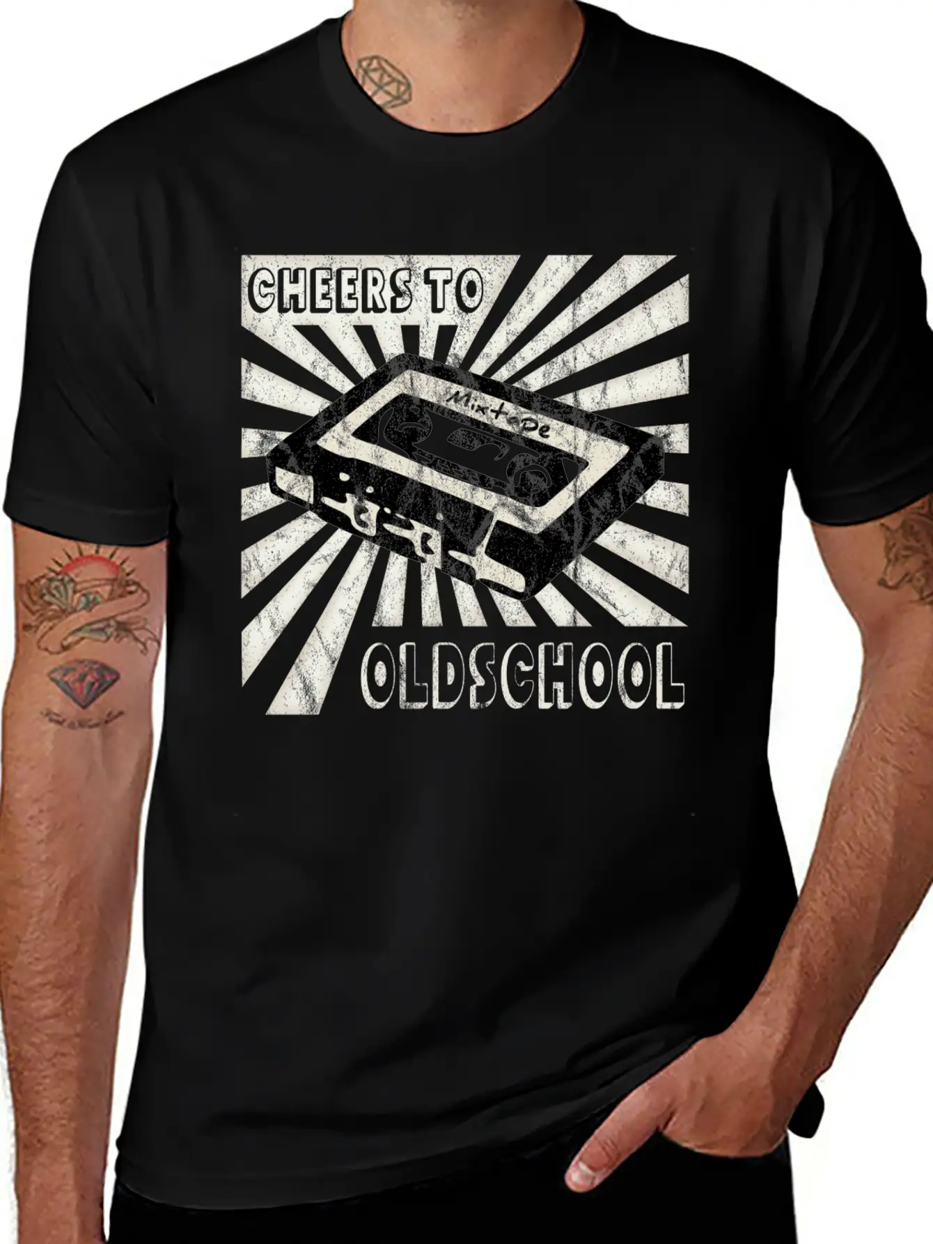 Cheers To Oldschool Mixtape Retro Vintage Present Stylish Everyday T-Shirt – Unisex Basic Cotton Tee