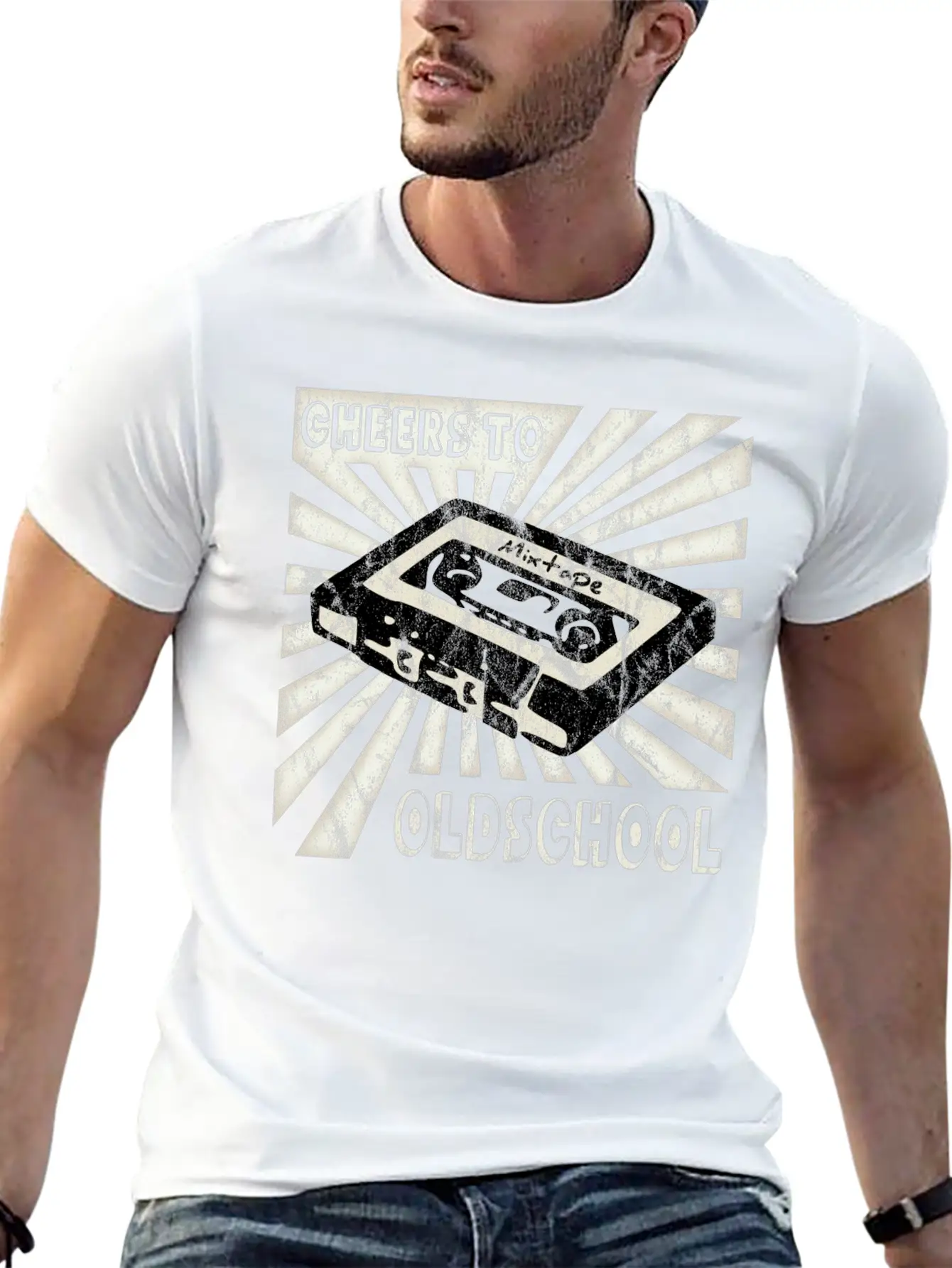Cheers To Oldschool Mixtape Retro Vintage Present Stylish Everyday T-Shirt – Unisex Basic Cotton Tee