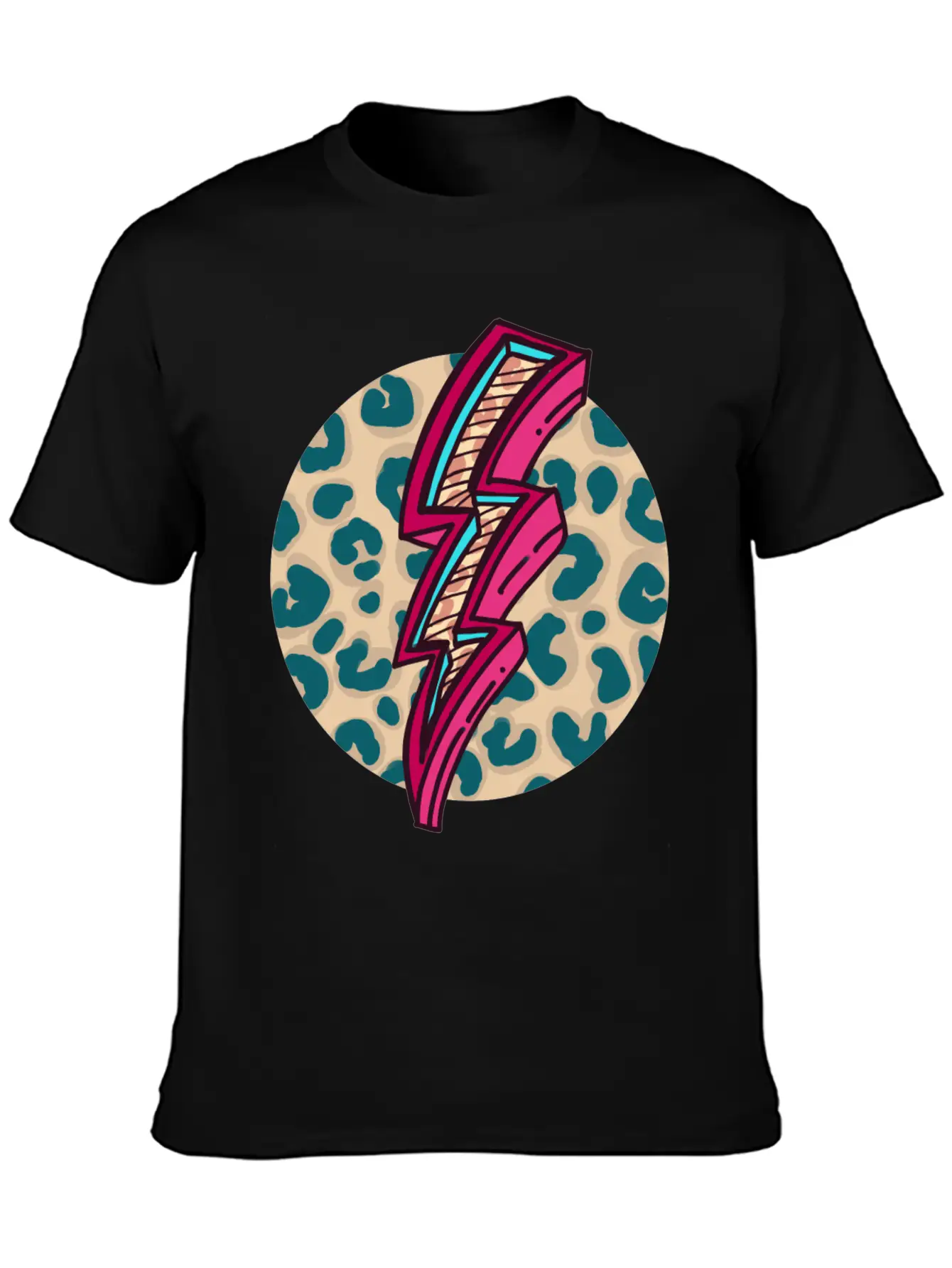 Cheetah Print Lightning Bolt Unisex Short Sleeve Soft Cotton T-Shirt – Casual Everyday Wear