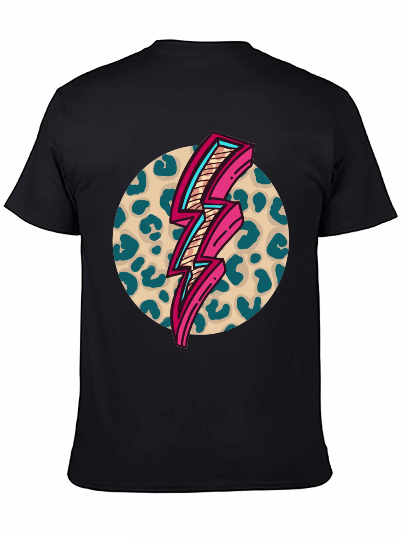Cheetah Print Lightning Bolt Unisex Short Sleeve Soft Cotton T-Shirt – Casual Everyday Wear