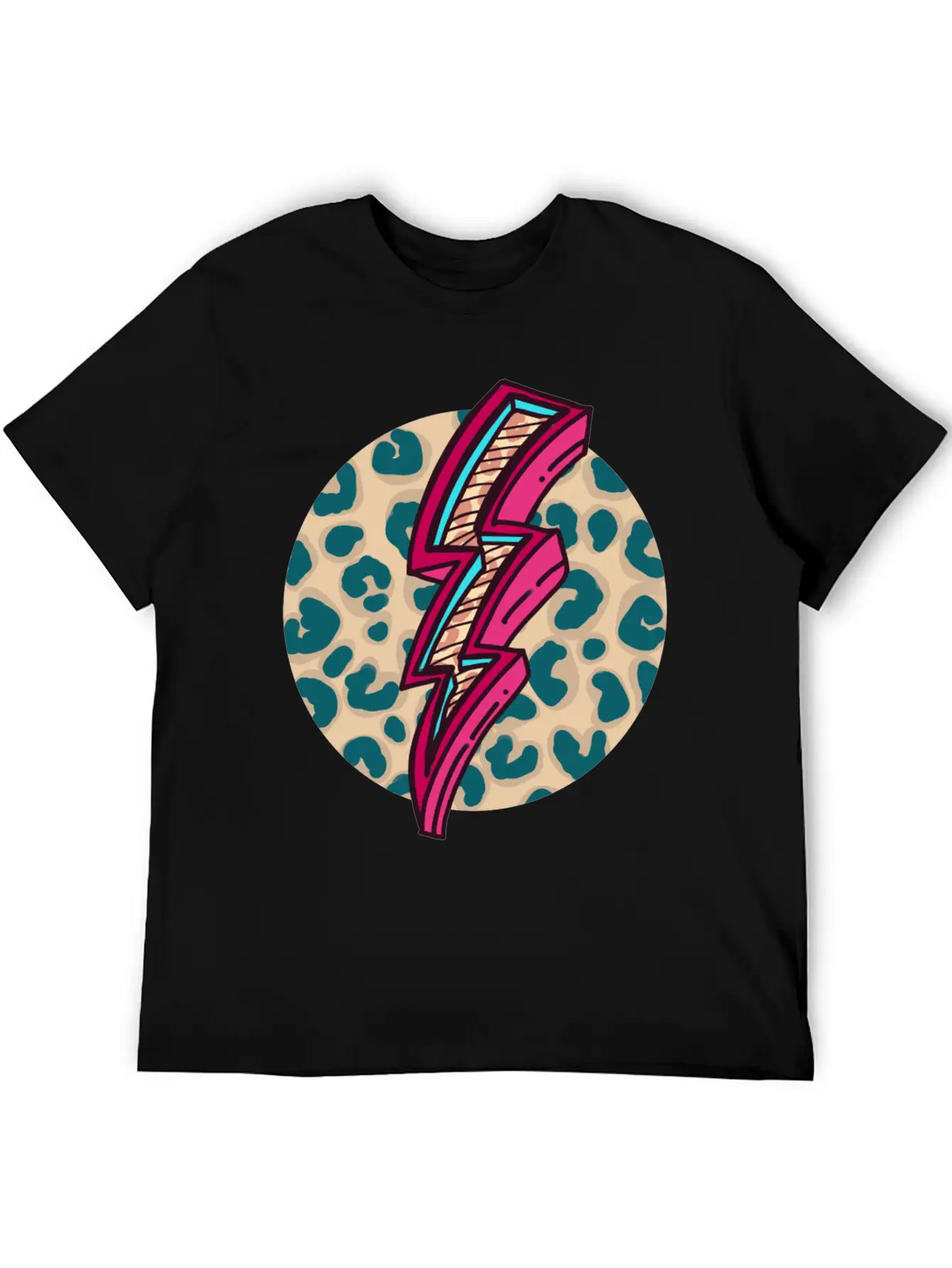 Cheetah Print Lightning Bolt Unisex Short Sleeve Soft Cotton T-Shirt – Casual Everyday Wear