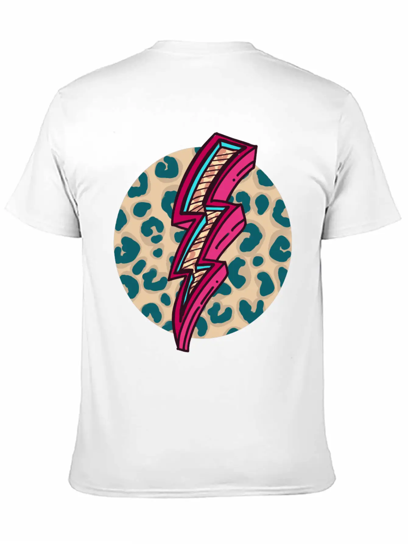 Cheetah Print Lightning Bolt Unisex Short Sleeve Soft Cotton T-Shirt – Casual Everyday Wear