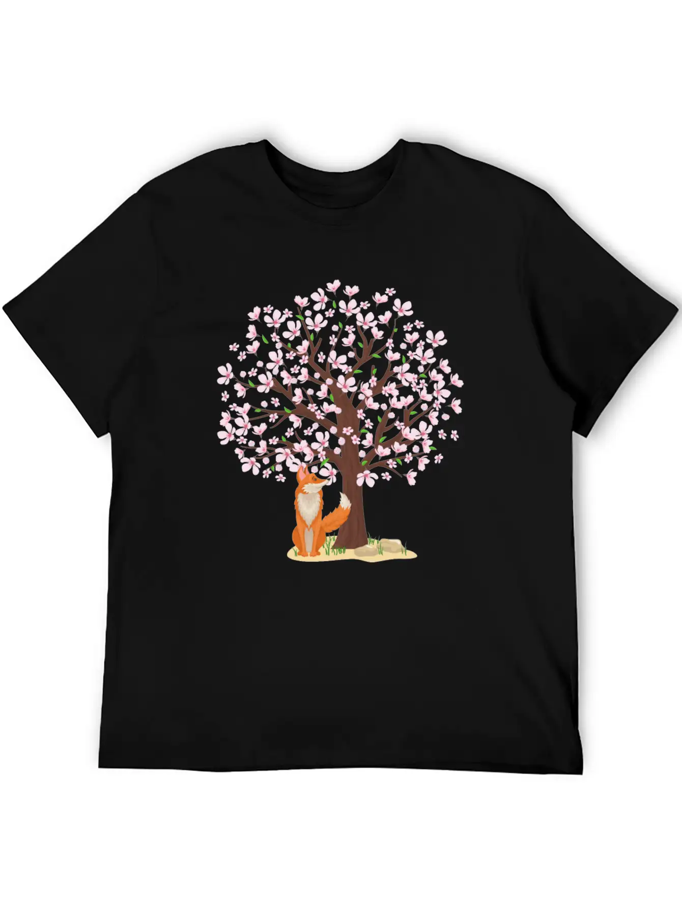 Cherry Blossom Fox Japanese Sakura Tree Timeless Short Sleeve Tee – Comfy And Minimalist Design