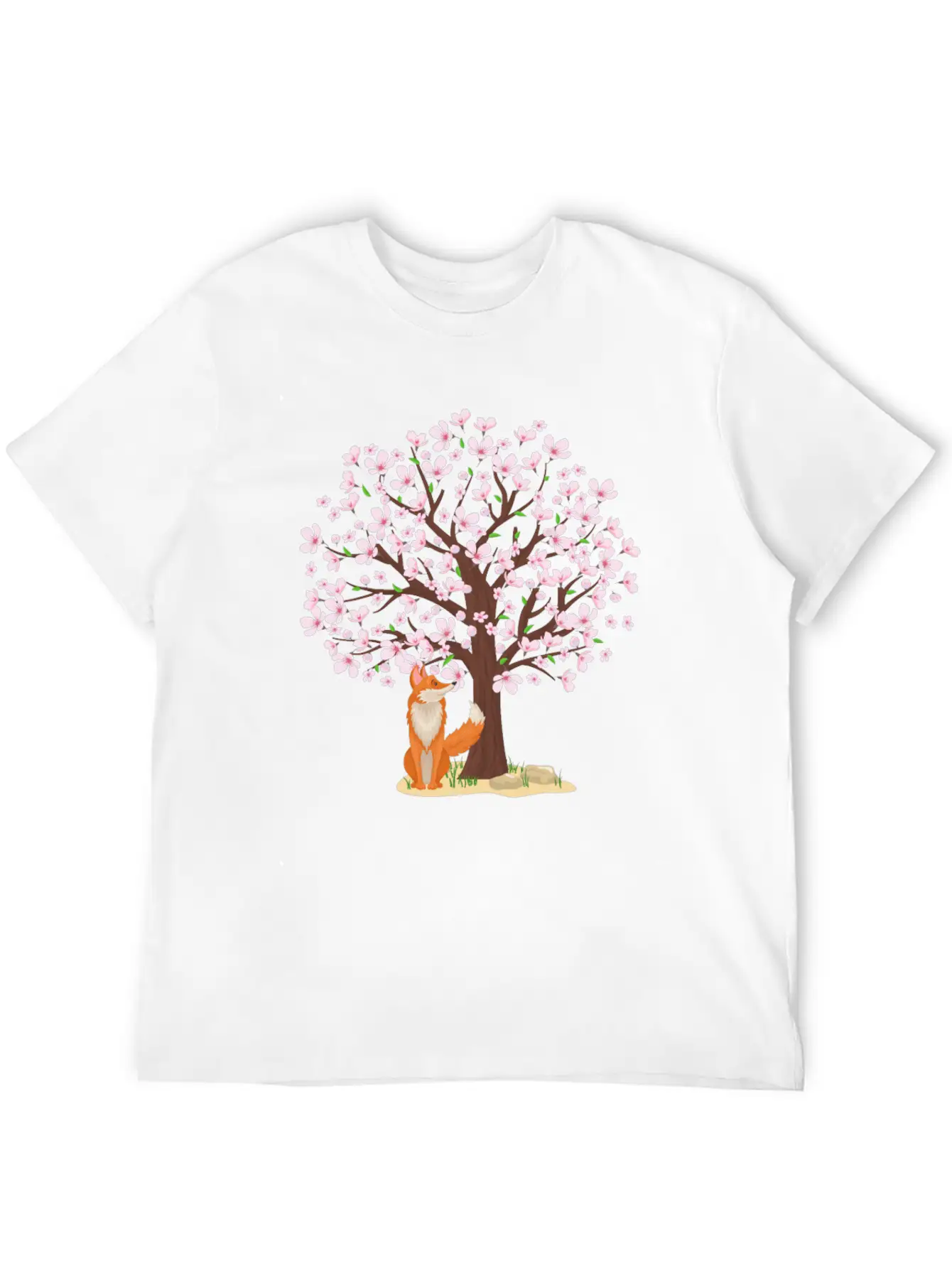 Cherry Blossom Fox Japanese Sakura Tree Timeless Short Sleeve Tee – Comfy And Minimalist Design