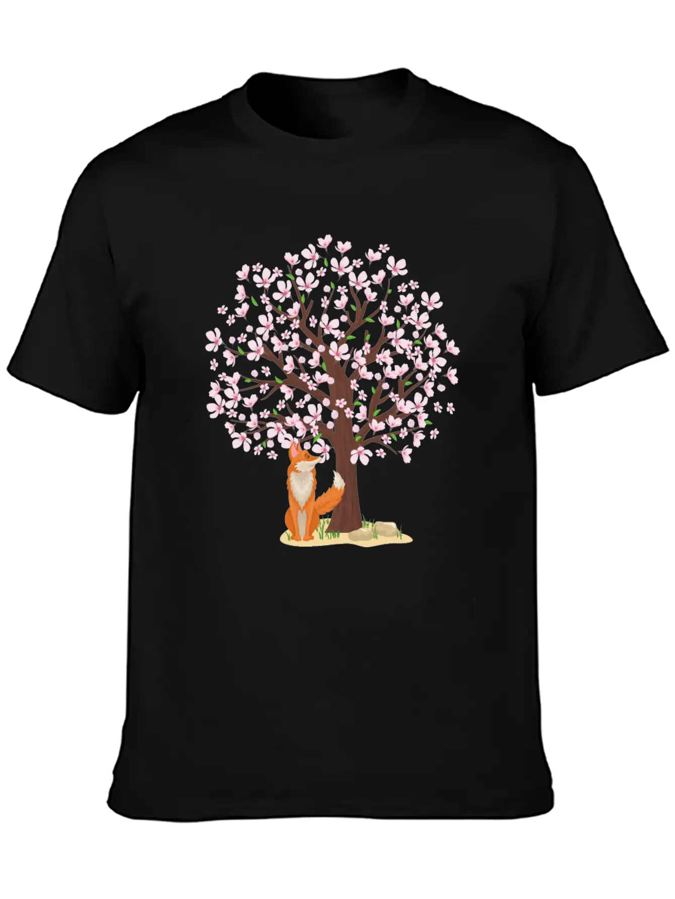 Cherry Blossom Fox Japanese Sakura Tree Timeless Short Sleeve Tee – Comfy And Minimalist Design