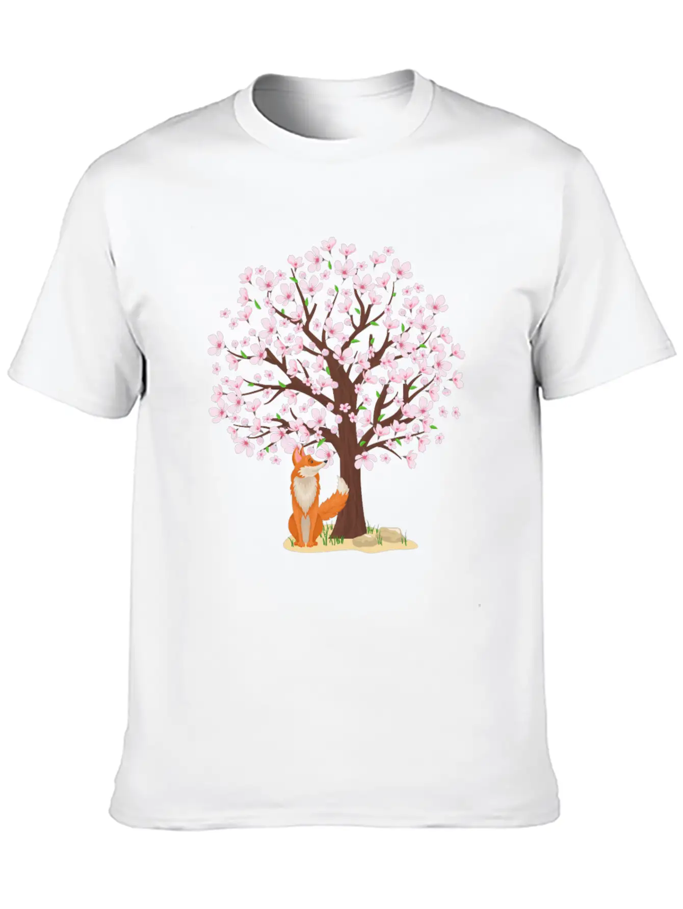 Cherry Blossom Fox Japanese Sakura Tree Timeless Short Sleeve Tee – Comfy And Minimalist Design