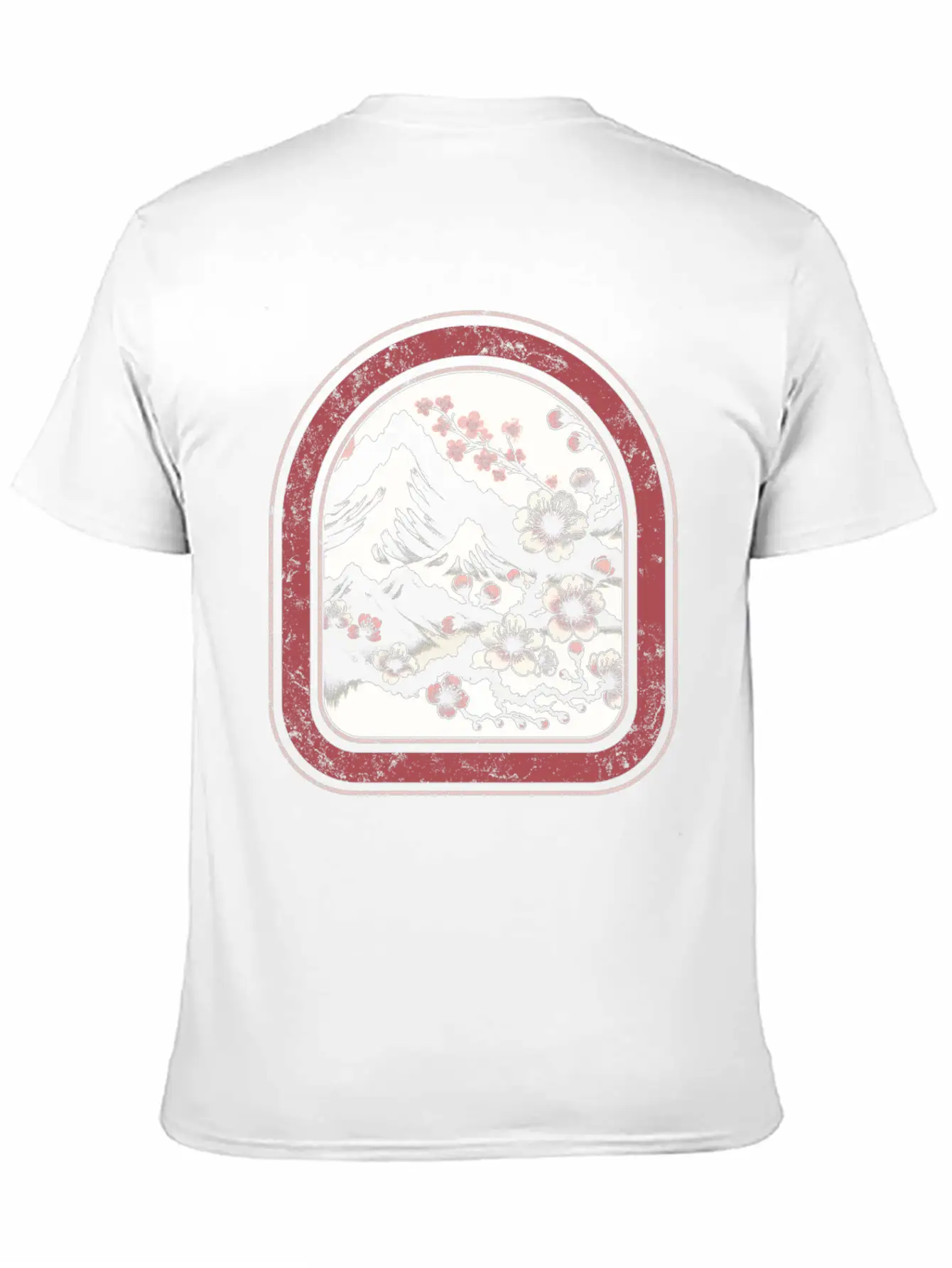 Cherry Blossom Woodblock Vintage Japanese Retro Unisex Short Sleeve Soft Cotton T-Shirt – Casual Everyday Wear