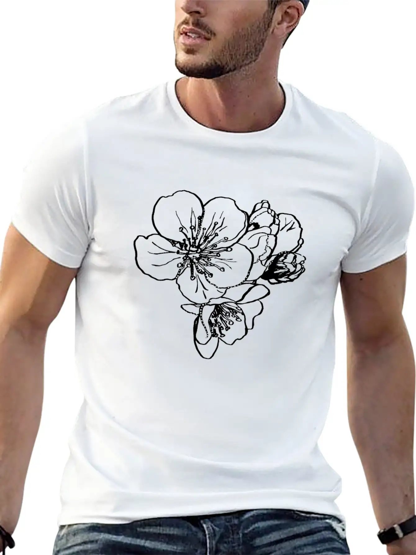 Cherry Blossoming. Flowering Tree. Spring Blossoms Unisex Short Sleeve Soft Cotton T-Shirt – Casual Everyday Wear