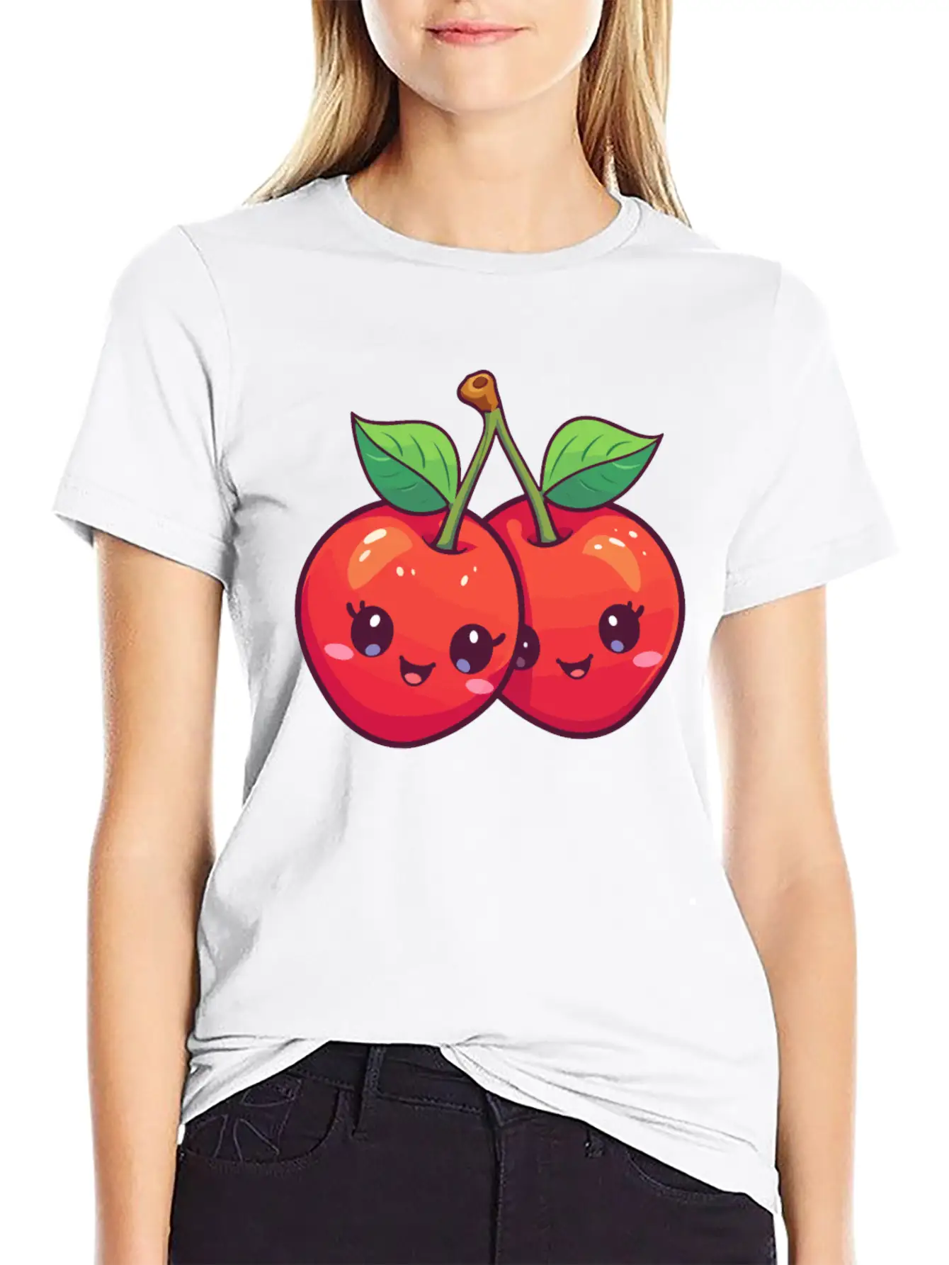 Cherry Kawaii Stylish Everyday T-Shirt – Unisex Basic Cotton Tee