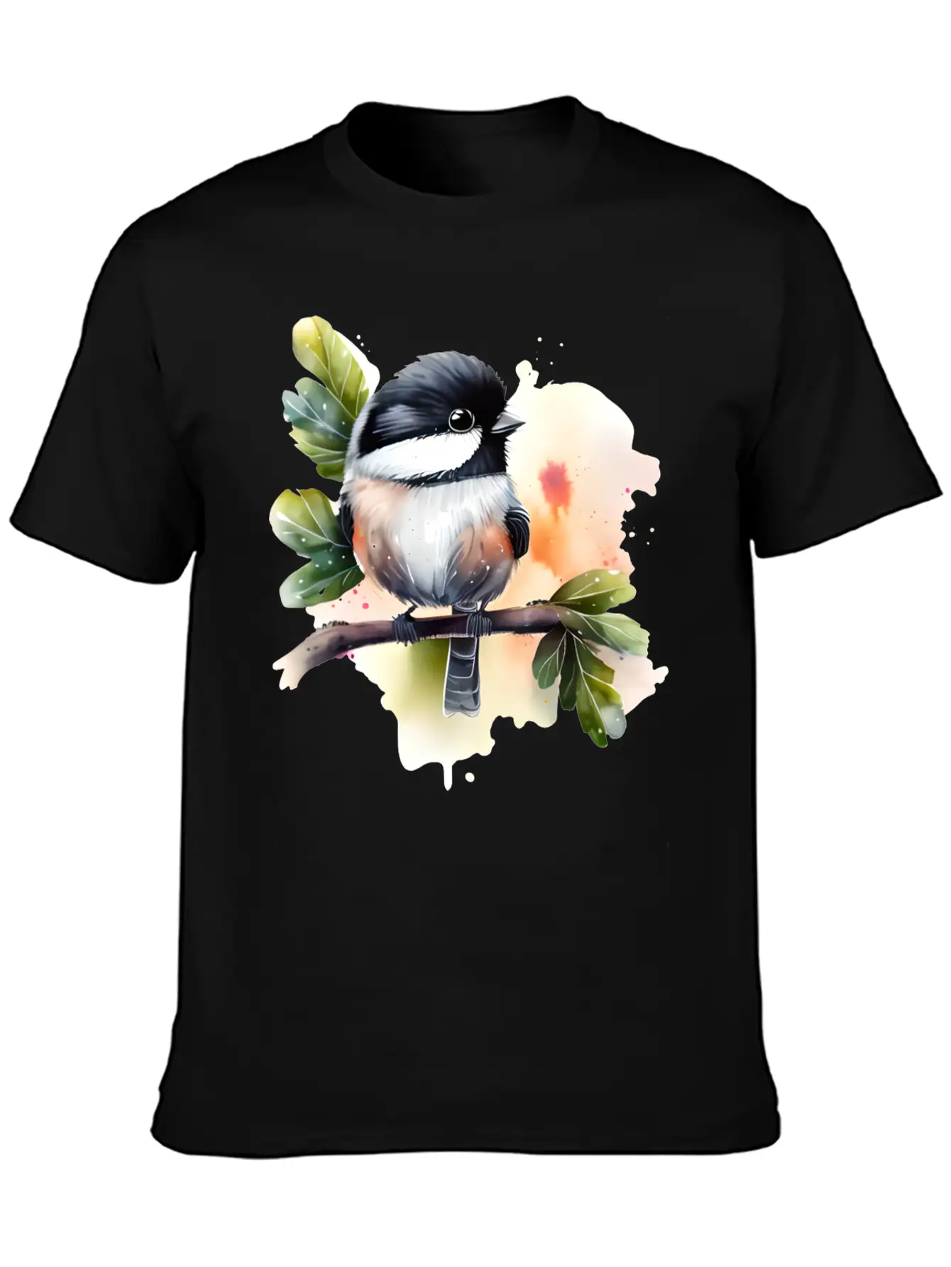 Chickadee On A Branch Unisex Short Sleeve Soft Cotton T-Shirt – Casual Everyday Wear