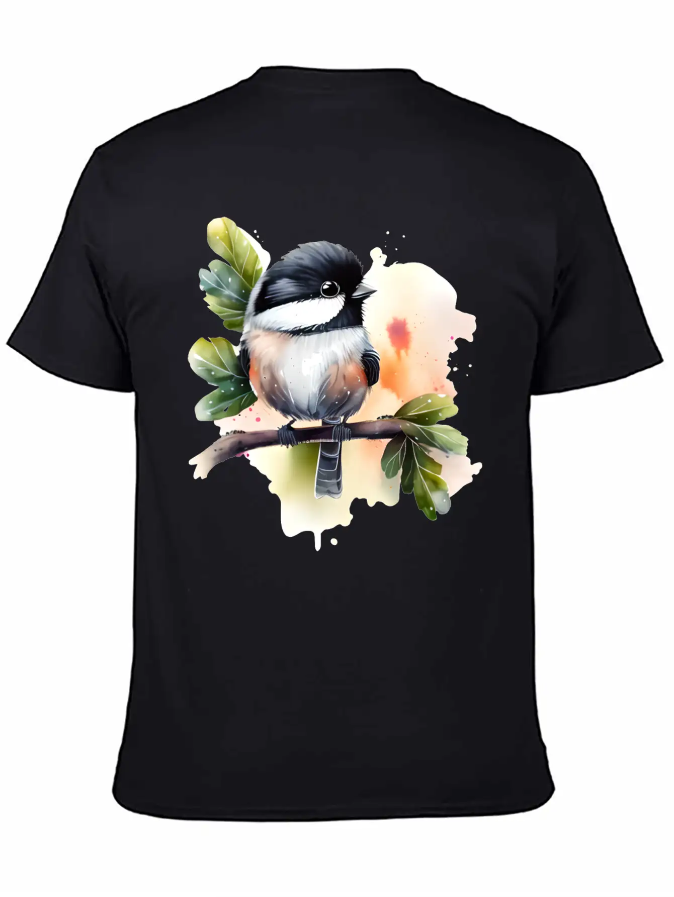 Chickadee On A Branch Unisex Short Sleeve Soft Cotton T-Shirt – Casual Everyday Wear