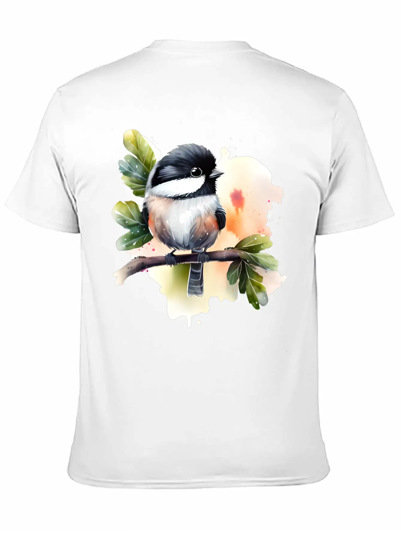 Chickadee On A Branch Unisex Short Sleeve Soft Cotton T-Shirt – Casual Everyday Wear