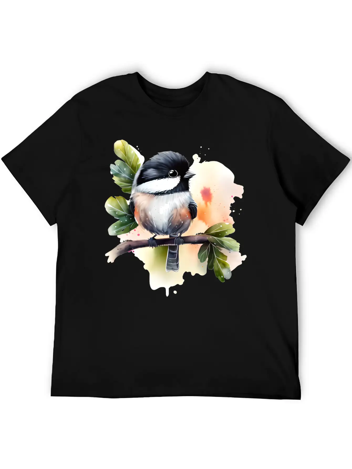 Chickadee On A Branch Unisex Short Sleeve Soft Cotton T-Shirt – Casual Everyday Wear