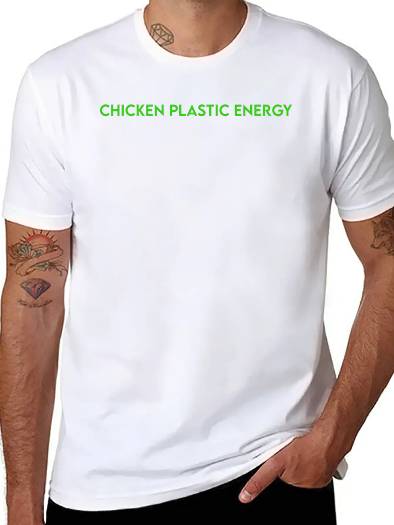 CHICKEN PLASTIC ENERGY Stylish Everyday T-Shirt – Unisex Basic Cotton Tee