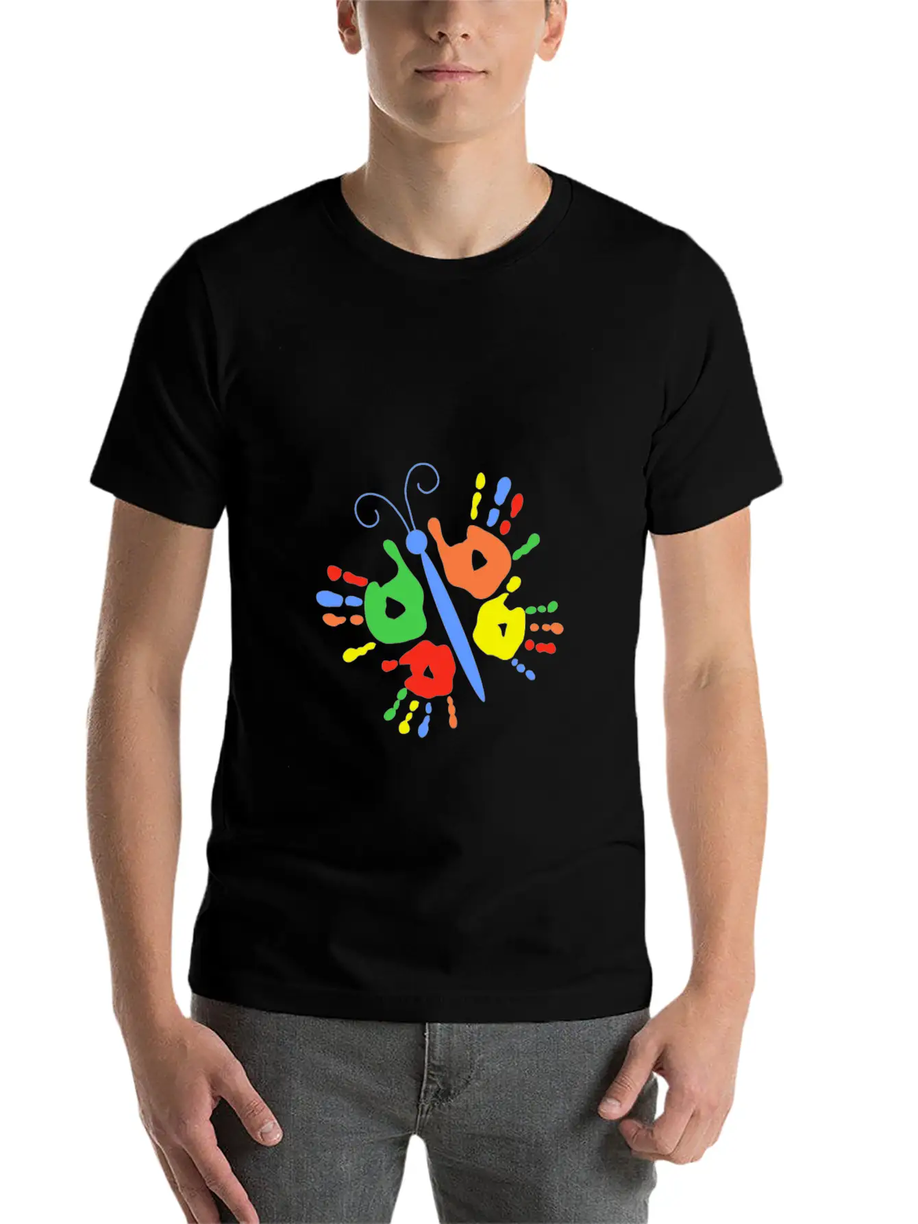 Children Handprint Butterfly Stylish Everyday T-Shirt – Unisex Basic Cotton Tee