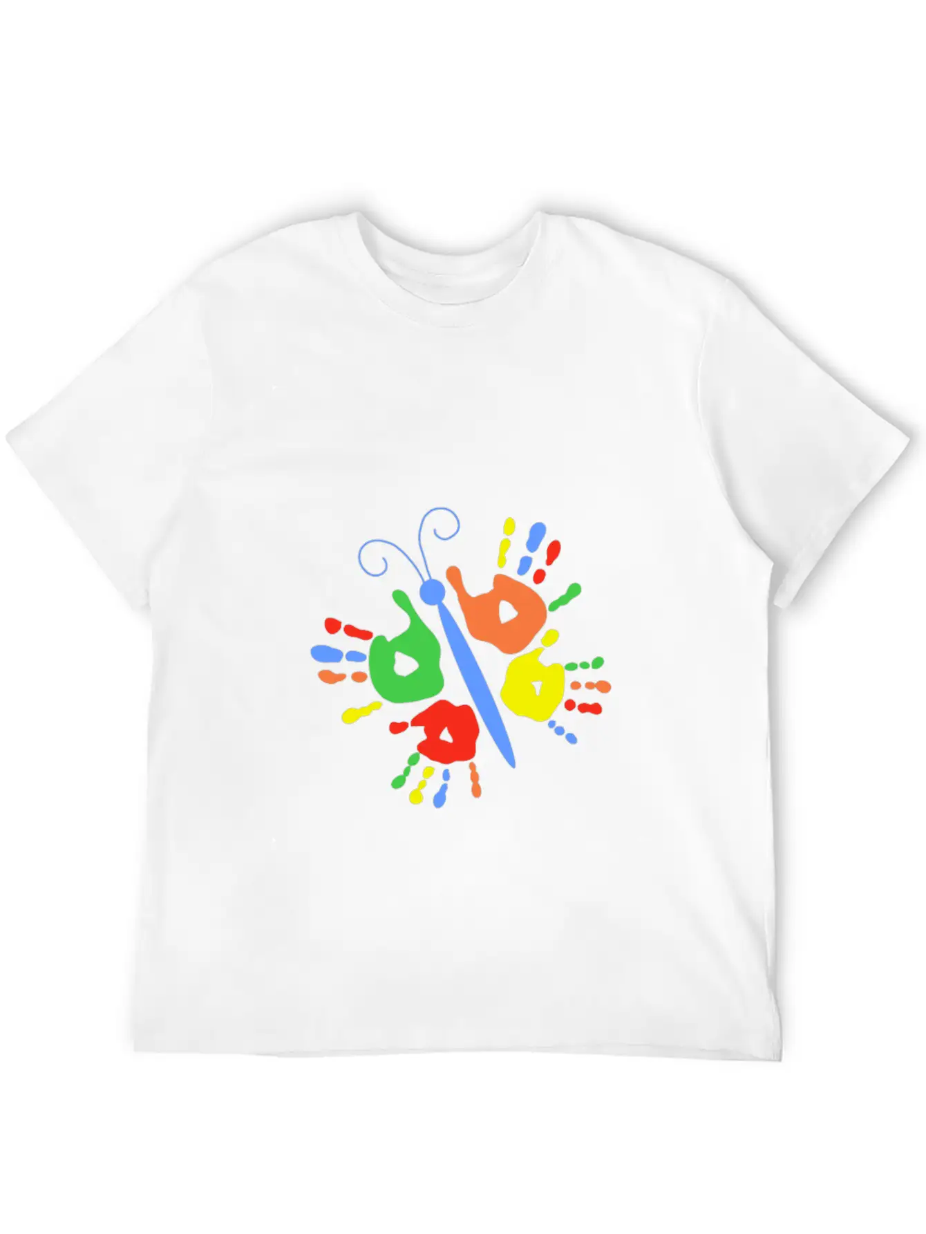 Children Handprint Butterfly Stylish Everyday T-Shirt – Unisex Basic Cotton Tee