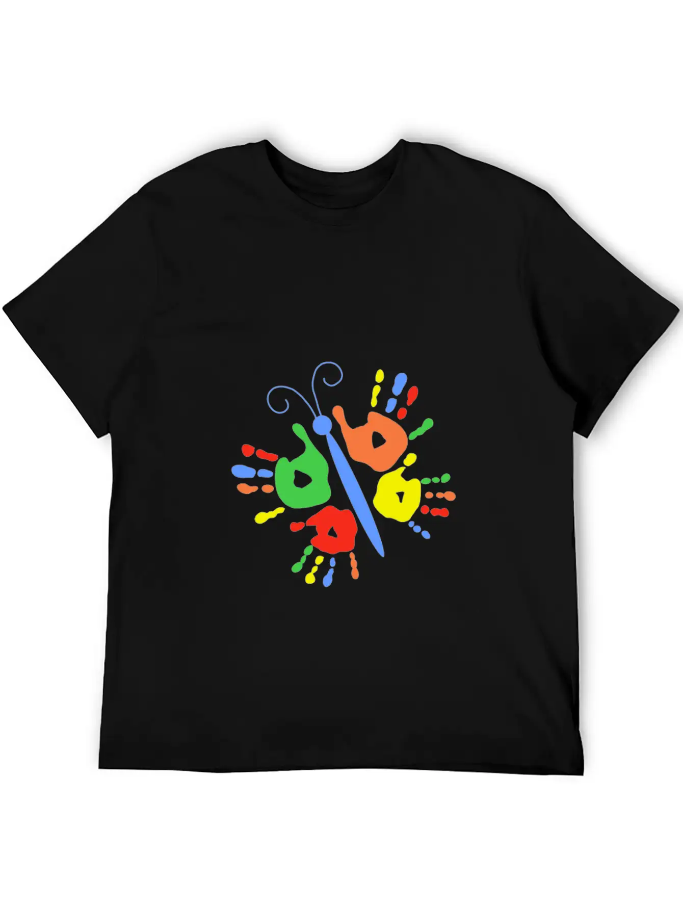 Children Handprint Butterfly Stylish Everyday T-Shirt – Unisex Basic Cotton Tee