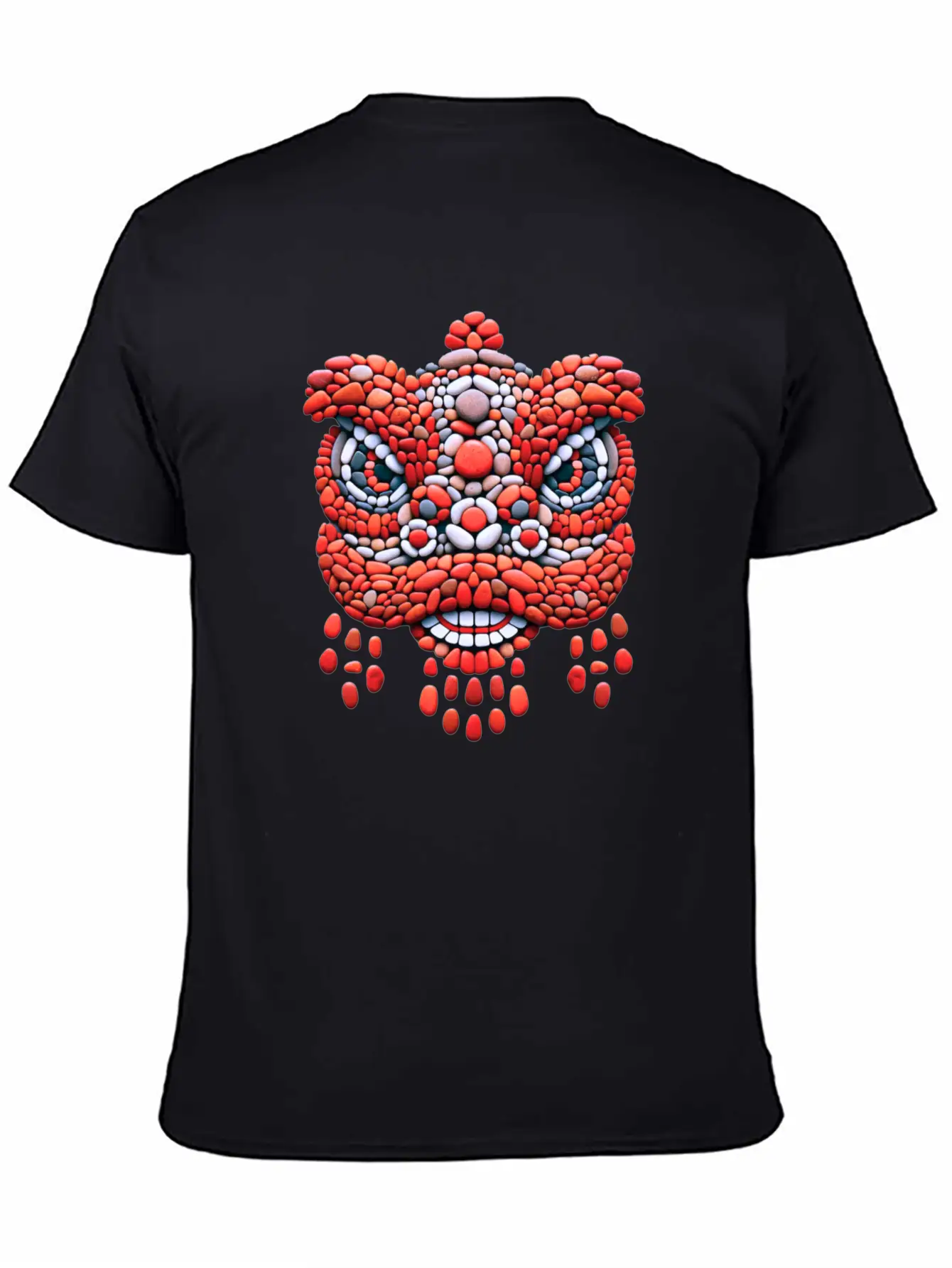 Chinese New Year - Red Pebble Lion Dance Mask Comfortable Minimalist Graphic Tee – Summer Style Essential