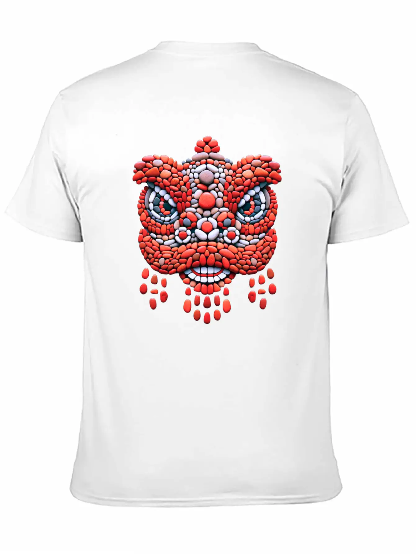 Chinese New Year - Red Pebble Lion Dance Mask Comfortable Minimalist Graphic Tee – Summer Style Essential