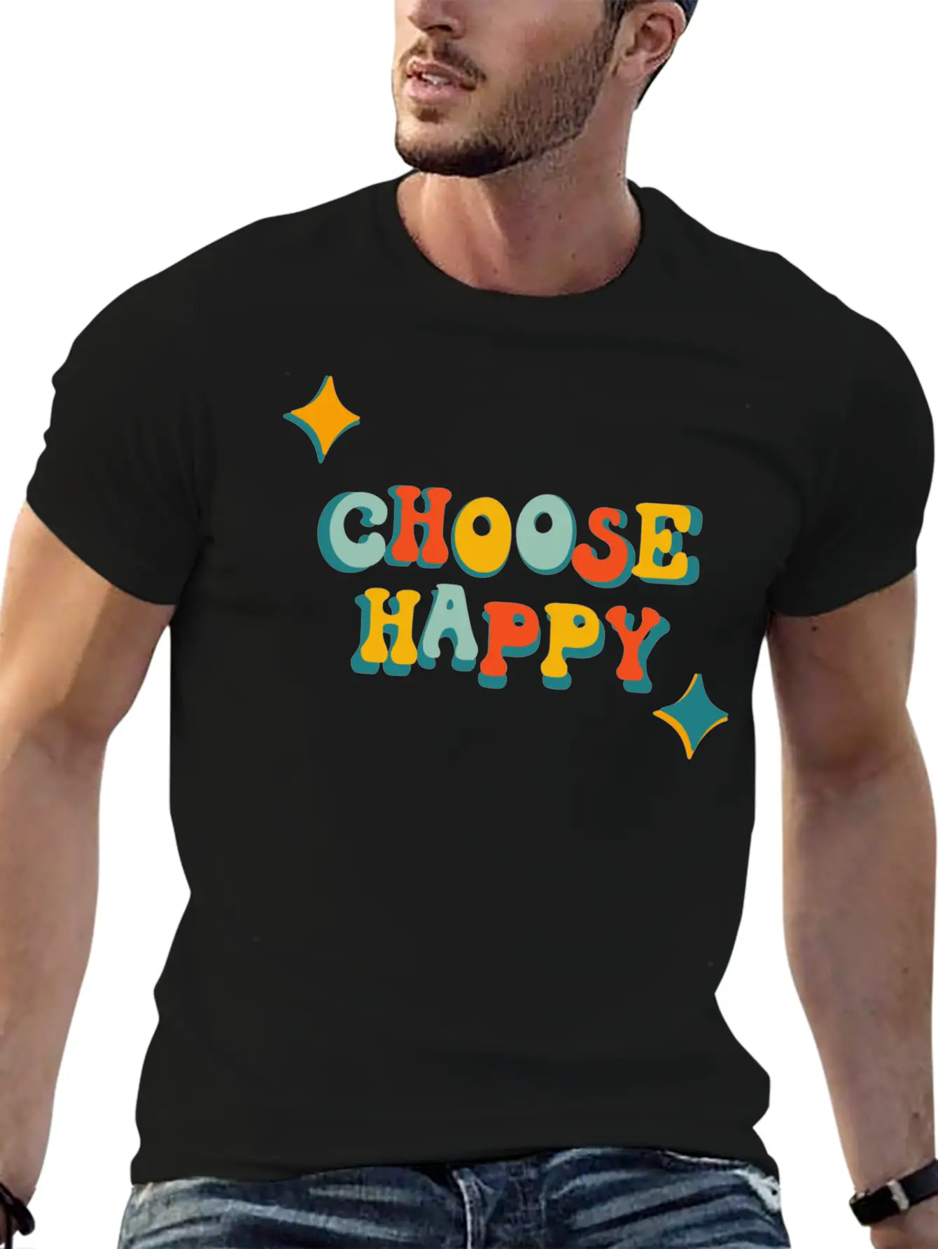 Choose Happy Unisex Short Sleeve Soft Cotton T-Shirt – Casual Everyday Wear