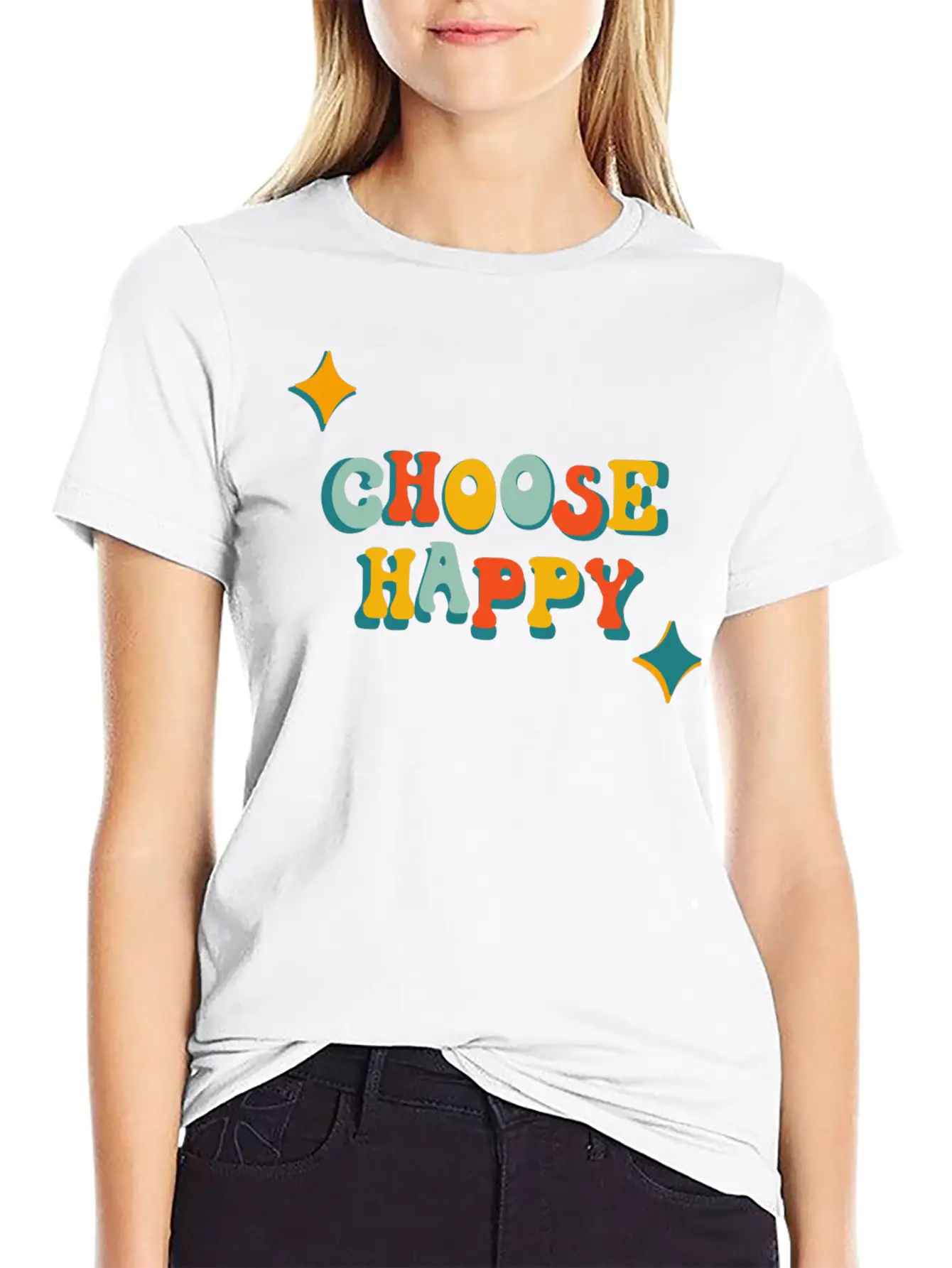 Choose Happy Unisex Short Sleeve Soft Cotton T-Shirt – Casual Everyday Wear