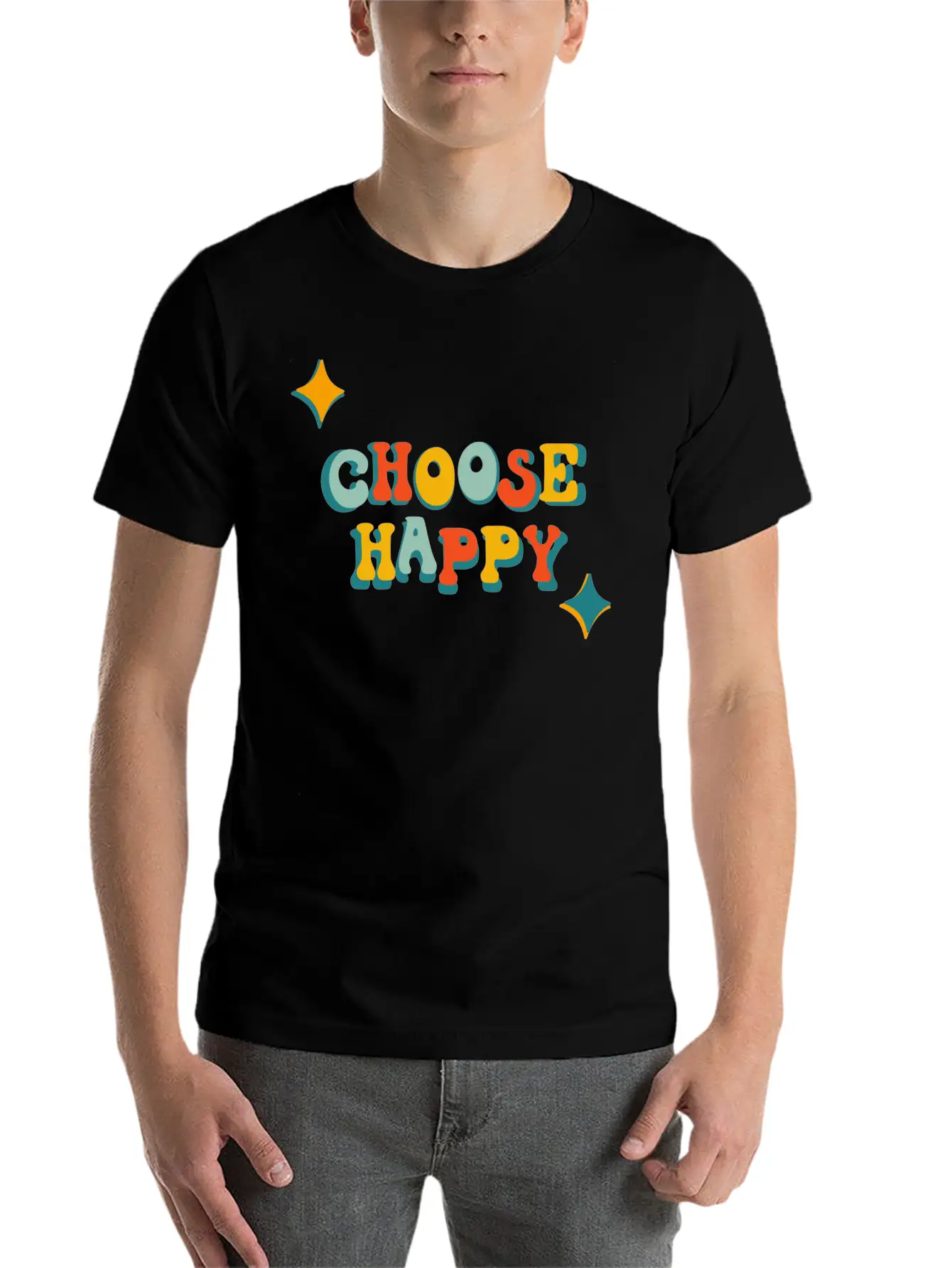 Choose Happy Unisex Short Sleeve Soft Cotton T-Shirt – Casual Everyday Wear