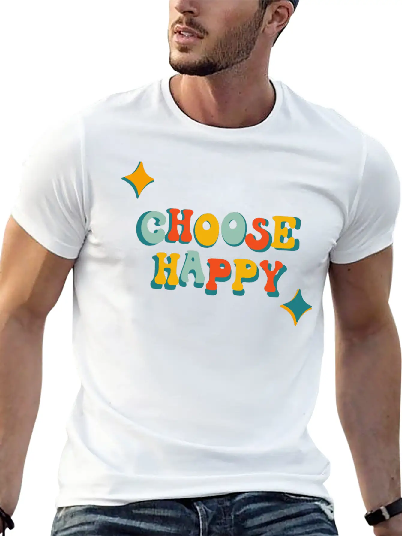 Choose Happy Unisex Short Sleeve Soft Cotton T-Shirt – Casual Everyday Wear