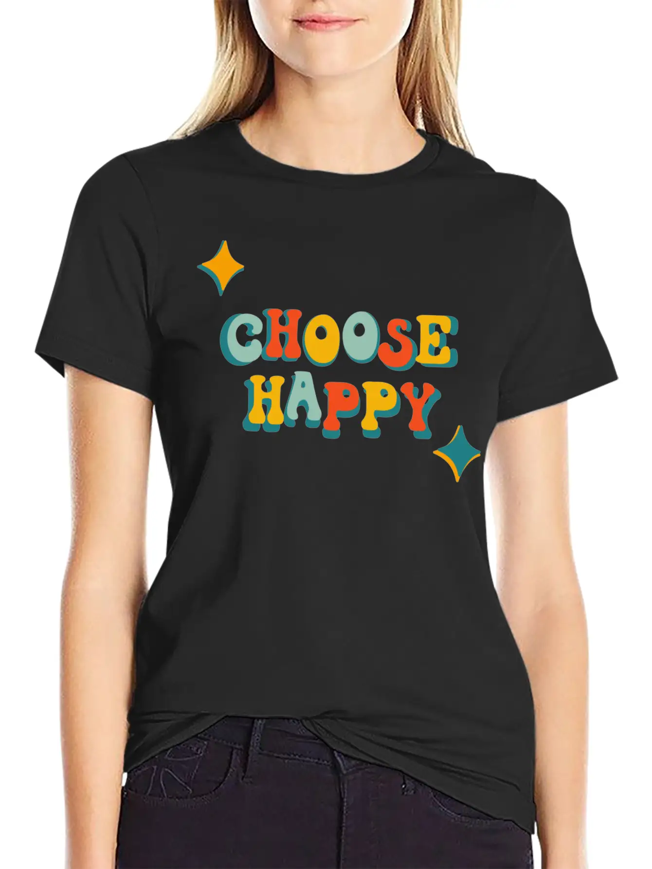 Choose Happy Unisex Short Sleeve Soft Cotton T-Shirt – Casual Everyday Wear