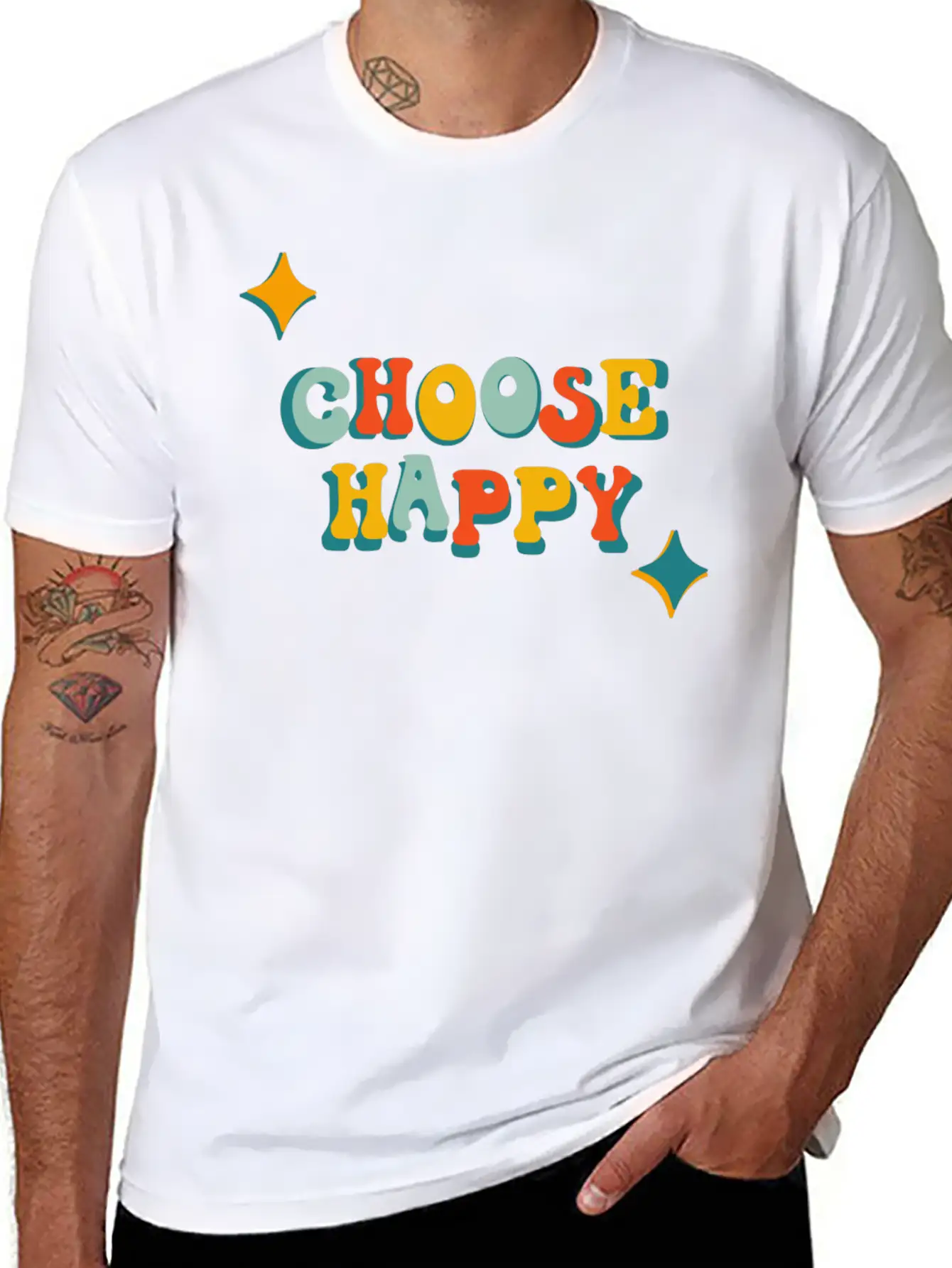 Choose Happy Unisex Short Sleeve Soft Cotton T-Shirt – Casual Everyday Wear