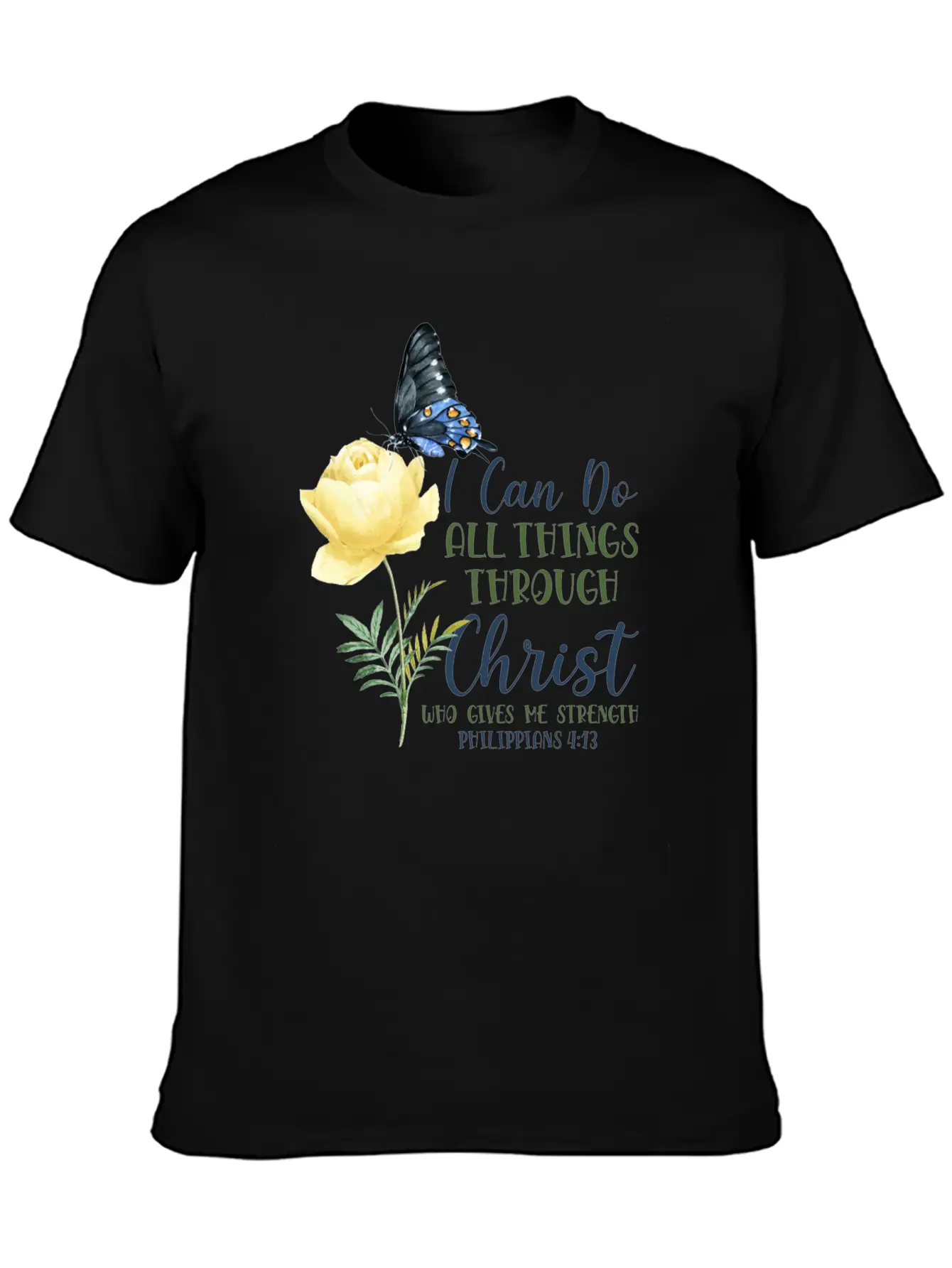 Christian Bible Verse Butterfly Essential Unisex Summer Tee – Soft Cotton Casual Fit