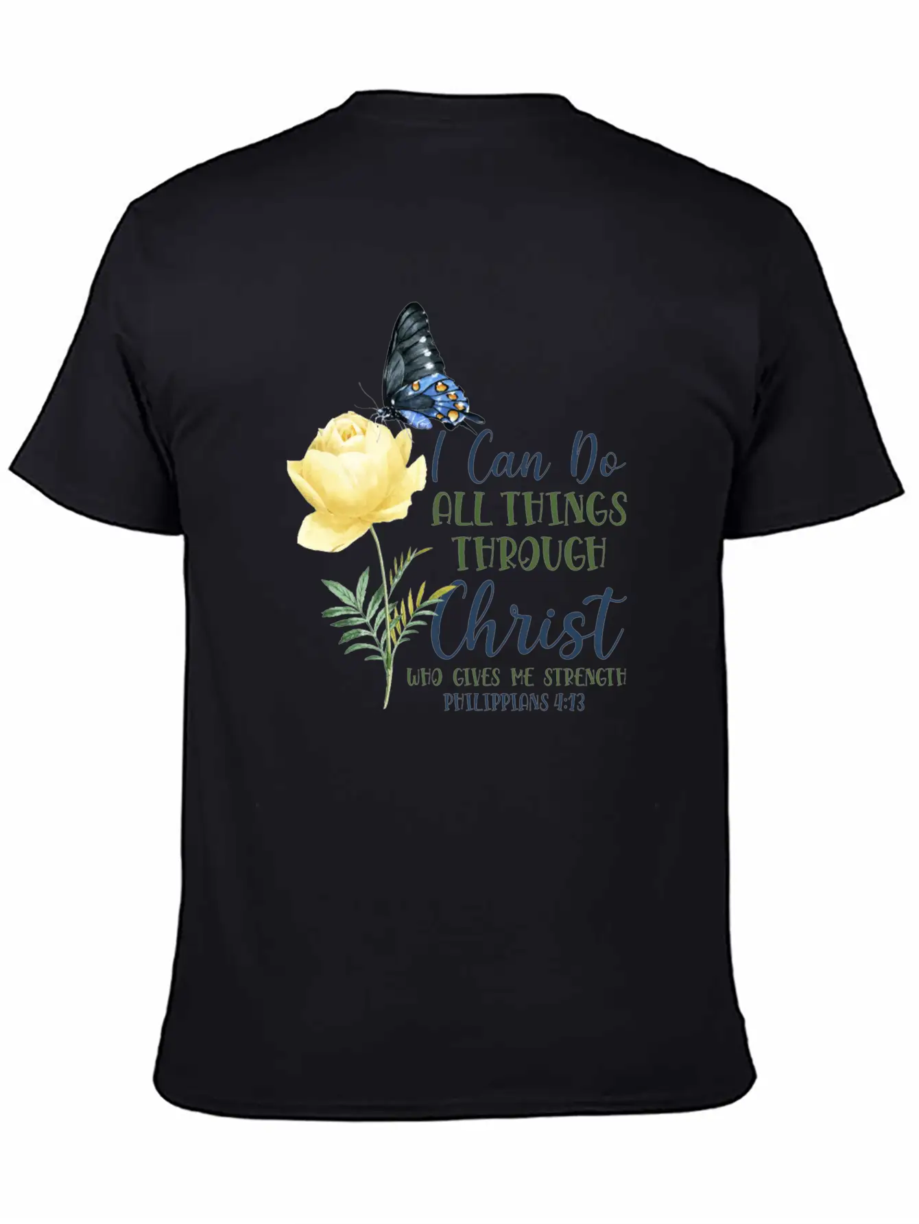 Christian Bible Verse Butterfly Essential Unisex Summer Tee – Soft Cotton Casual Fit