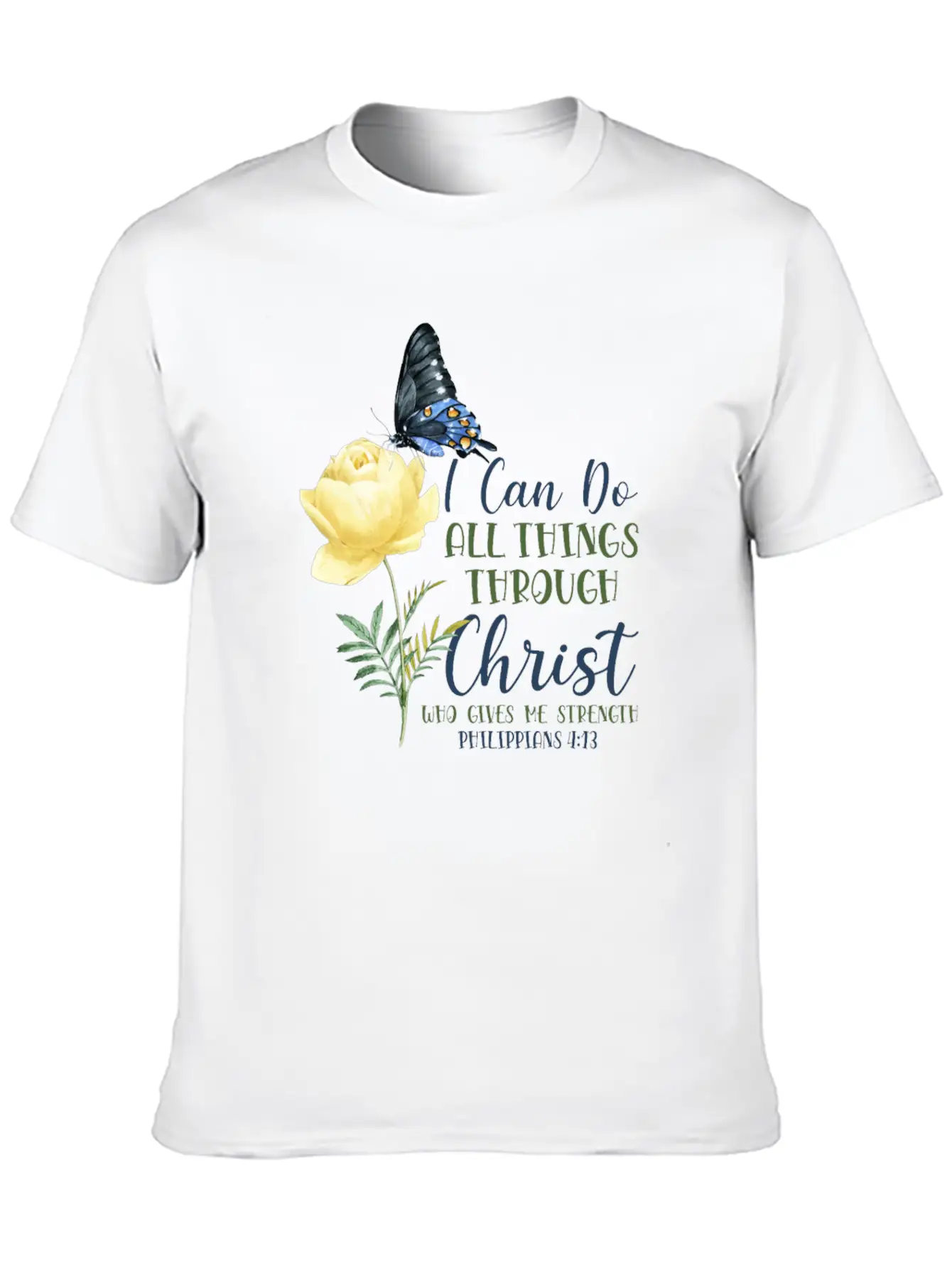 Christian Bible Verse Butterfly Essential Unisex Summer Tee – Soft Cotton Casual Fit