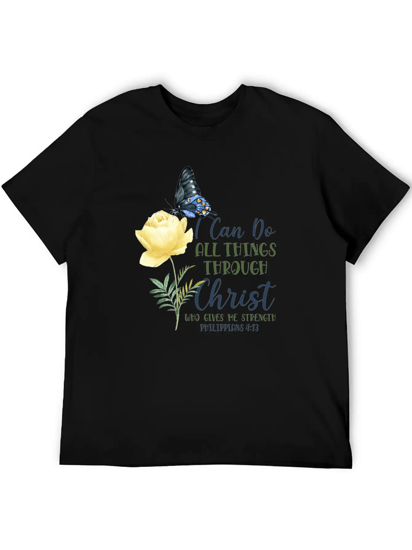 Christian Bible Verse Butterfly Essential Unisex Summer Tee – Soft Cotton Casual Fit