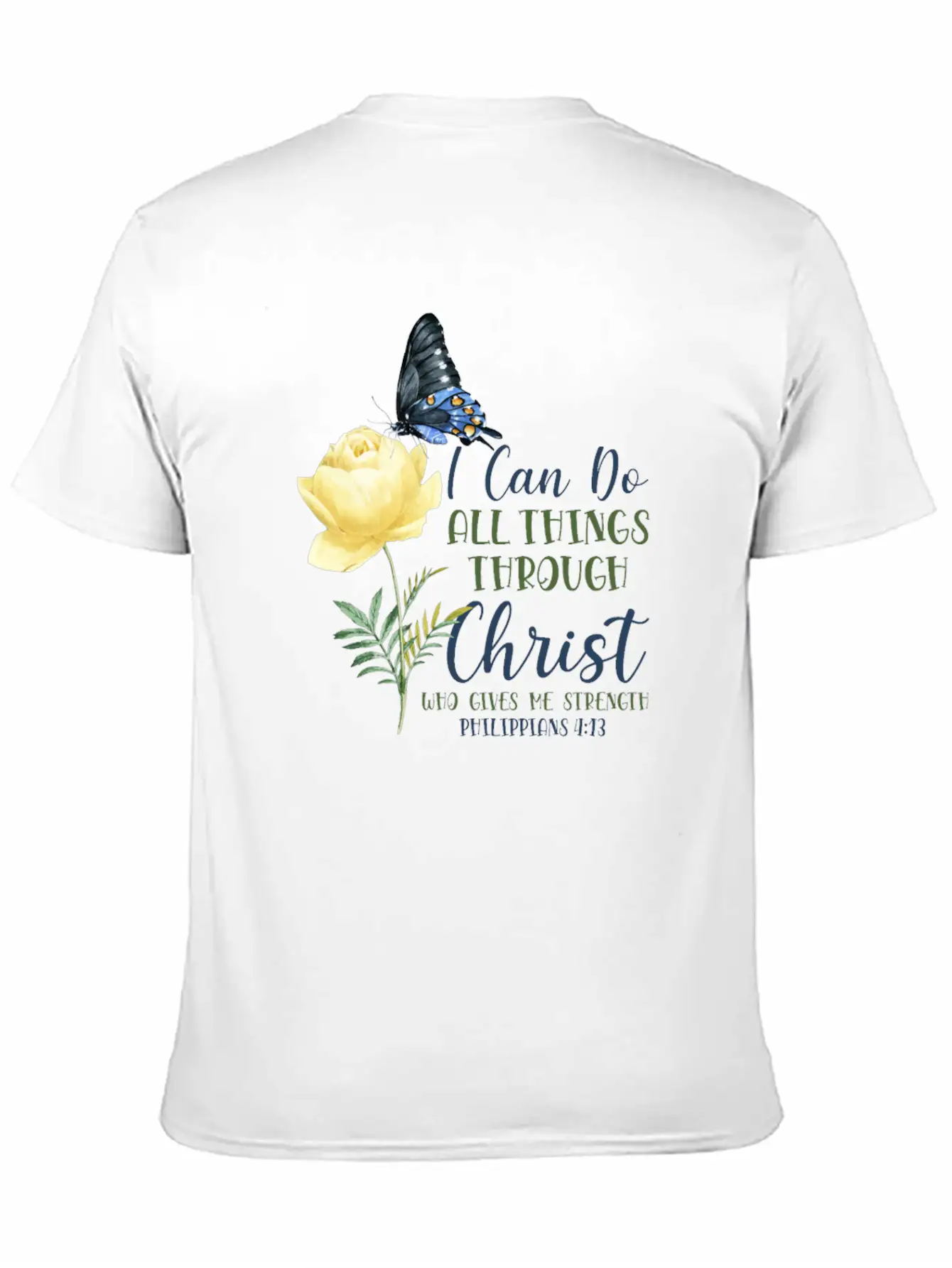 Christian Bible Verse Butterfly Essential Unisex Summer Tee – Soft Cotton Casual Fit