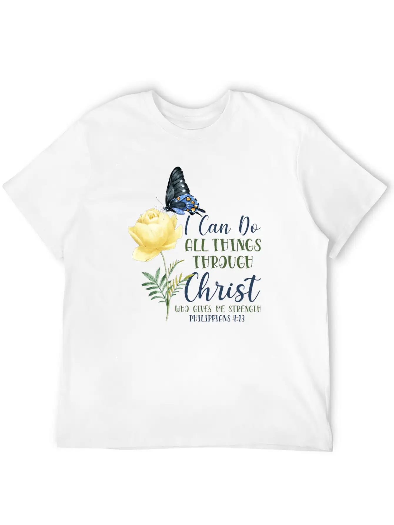 Christian Bible Verse Butterfly Essential Unisex Summer Tee – Soft Cotton Casual Fit