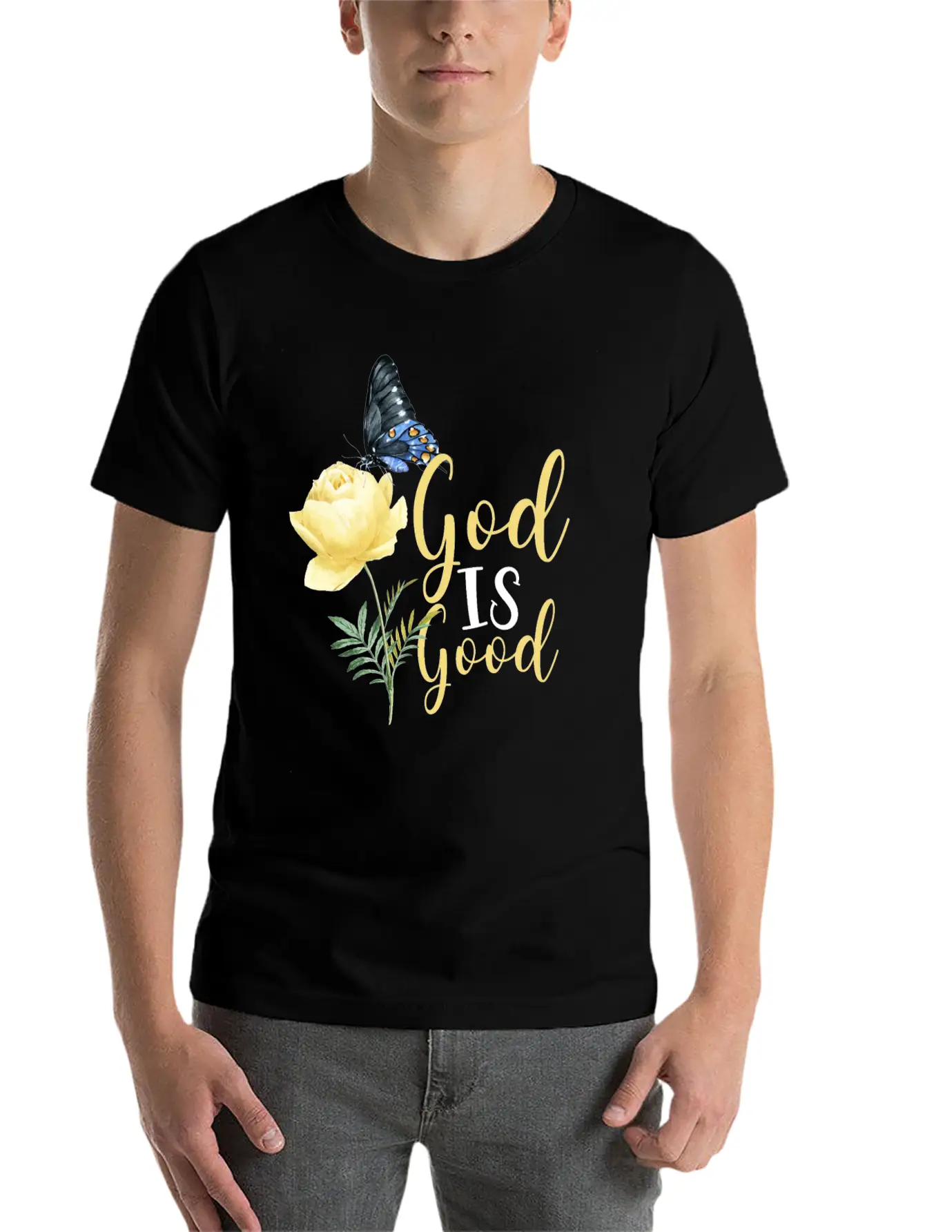 Christian Bible Verse Butterfly Timeless Short Sleeve Tee – Comfy And Minimalist Design