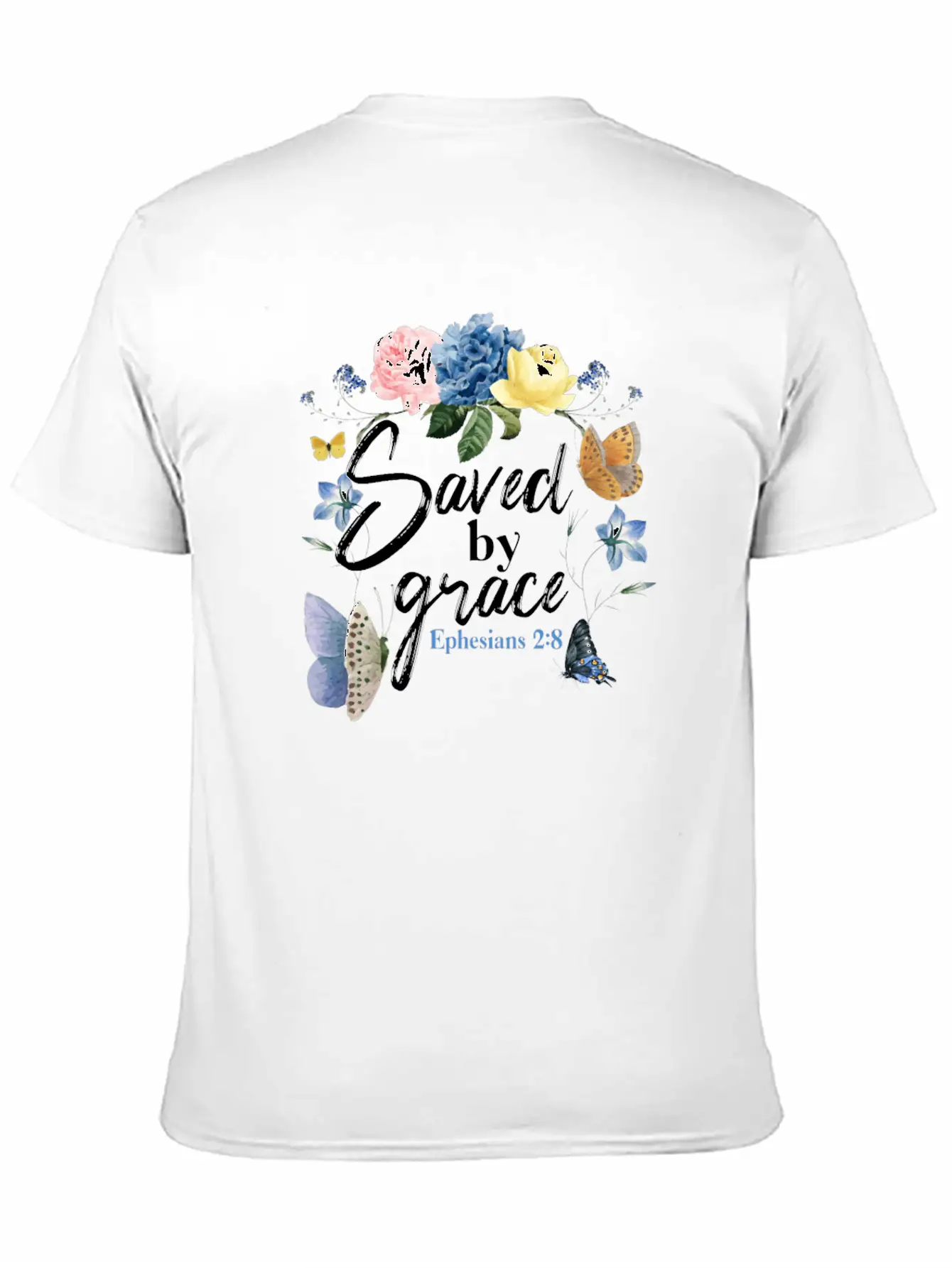 Christian Bible Verse Butterfly Unisex Short Sleeve Soft Cotton T-Shirt – Casual Everyday Wear