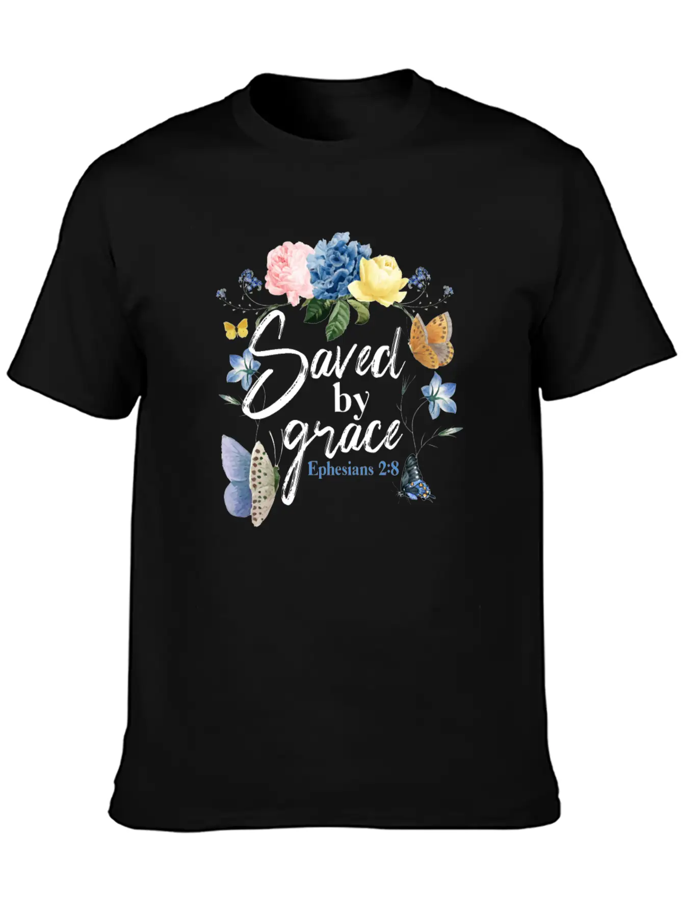 Christian Bible Verse Butterfly Unisex Short Sleeve Soft Cotton T-Shirt – Casual Everyday Wear