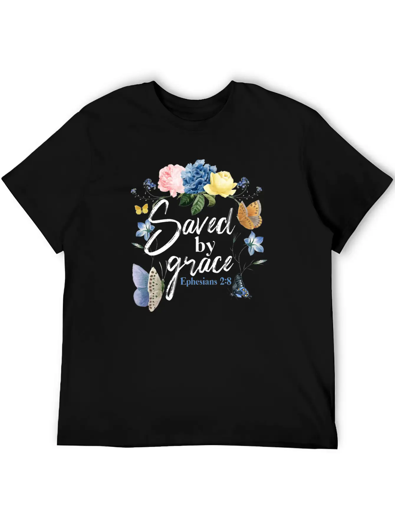 Christian Bible Verse Butterfly Unisex Short Sleeve Soft Cotton T-Shirt – Casual Everyday Wear