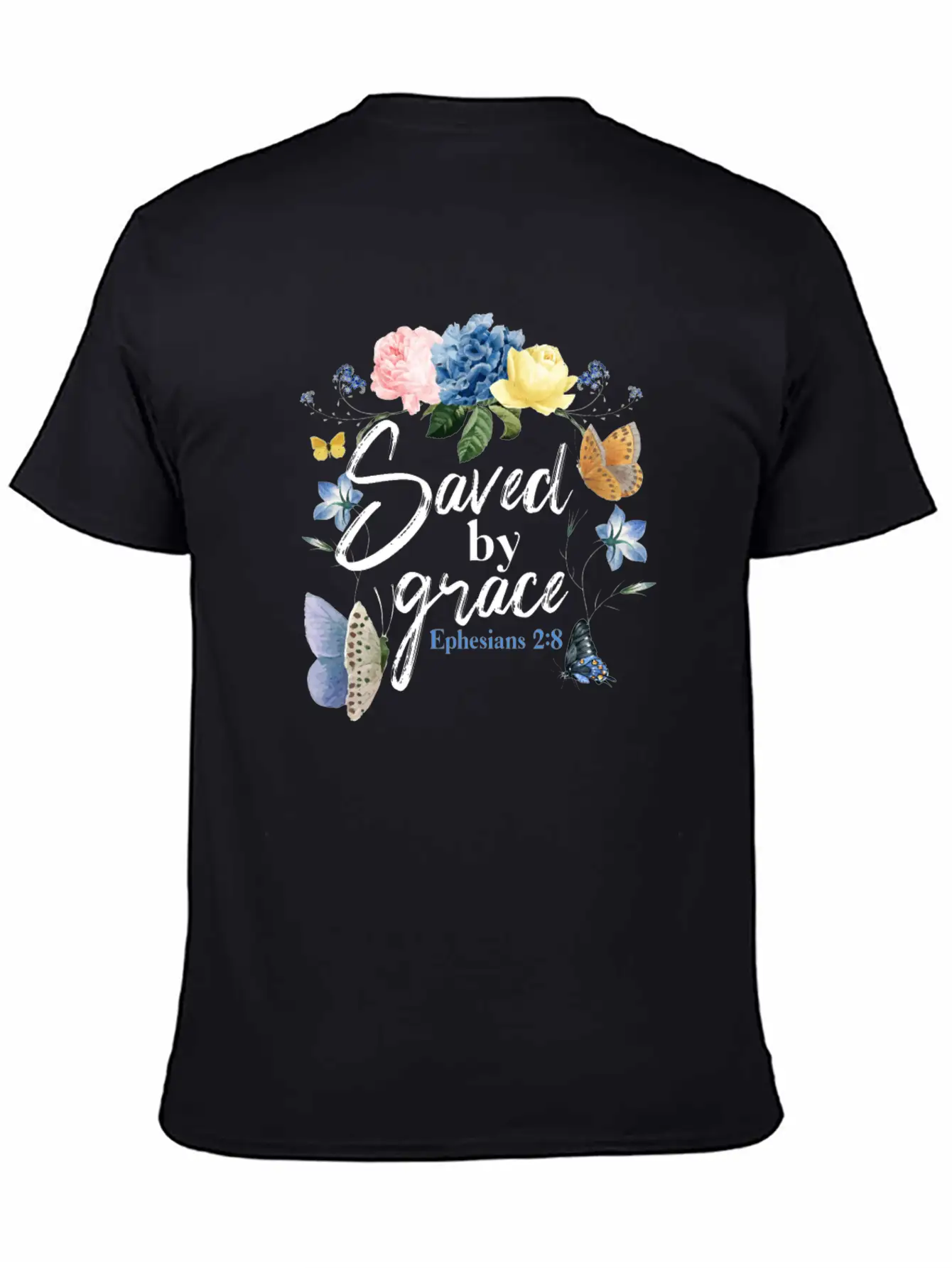 Christian Bible Verse Butterfly Unisex Short Sleeve Soft Cotton T-Shirt – Casual Everyday Wear