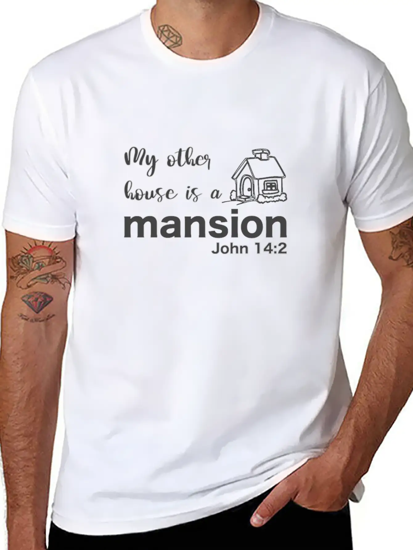 Christian Bible Verse My Other House Is A Mansion Stylish Everyday T-Shirt – Unisex Basic Cotton Tee