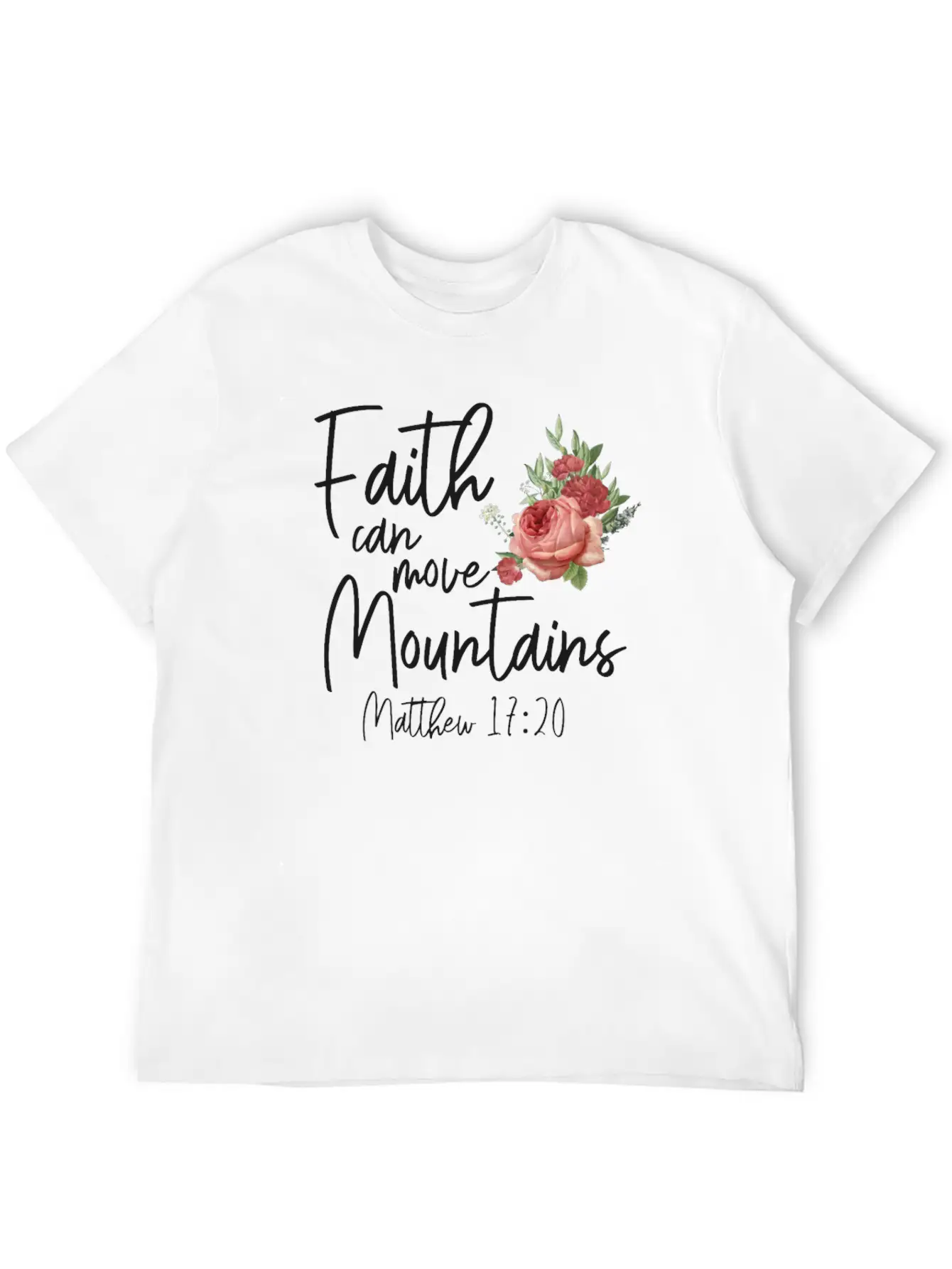 Christian Bible Verse Quote Rose Stylish Everyday T-Shirt – Unisex Basic Cotton Tee