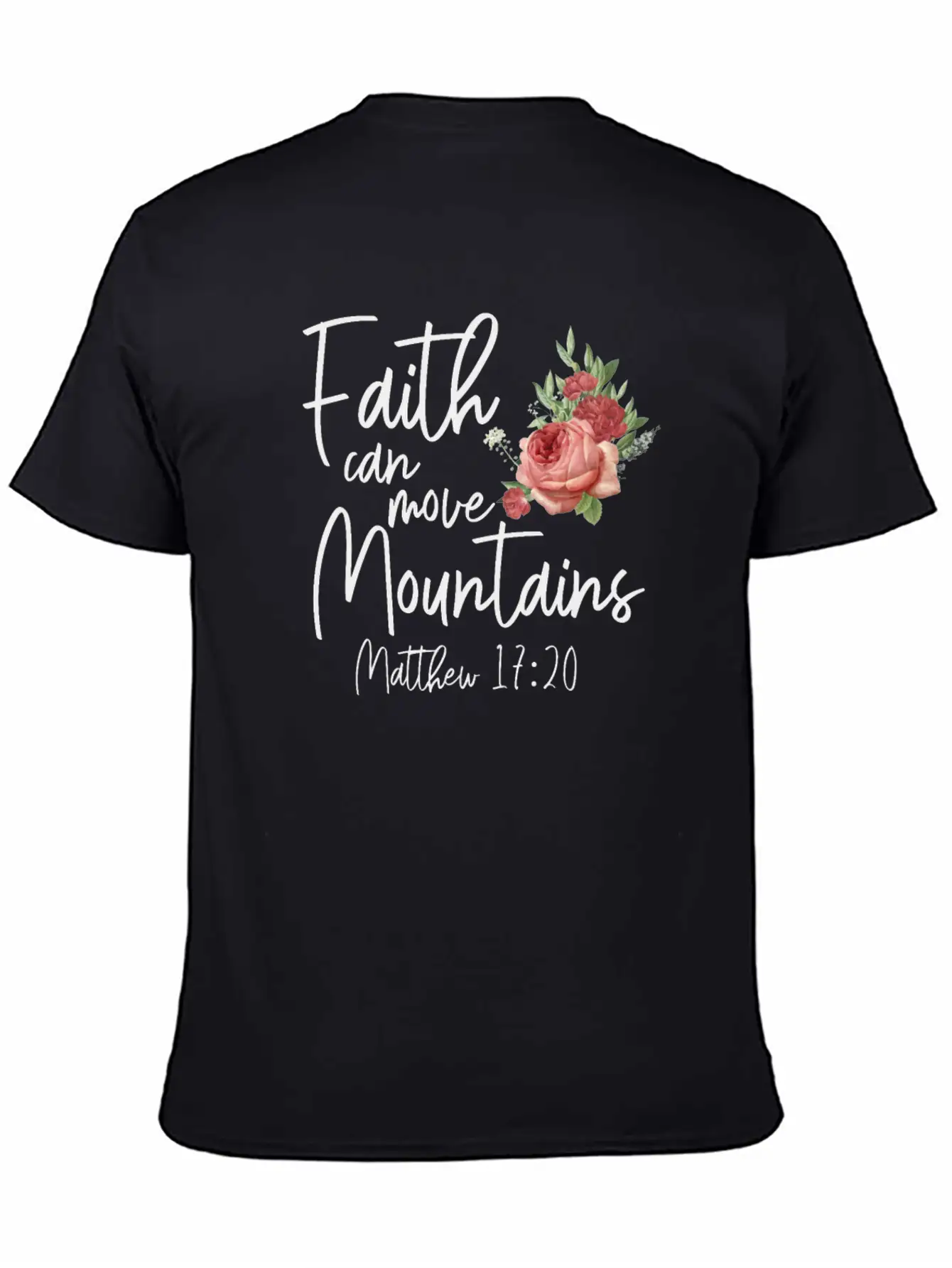 Christian Bible Verse Quote Rose Stylish Everyday T-Shirt – Unisex Basic Cotton Tee