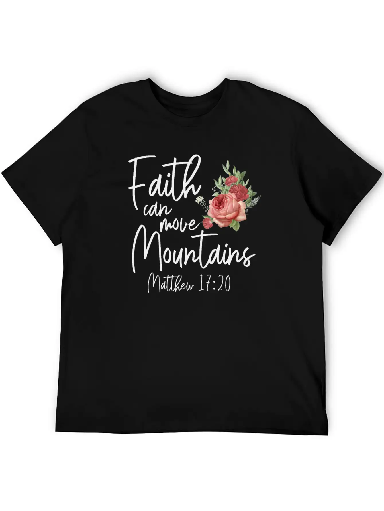 Christian Bible Verse Quote Rose Stylish Everyday T-Shirt – Unisex Basic Cotton Tee