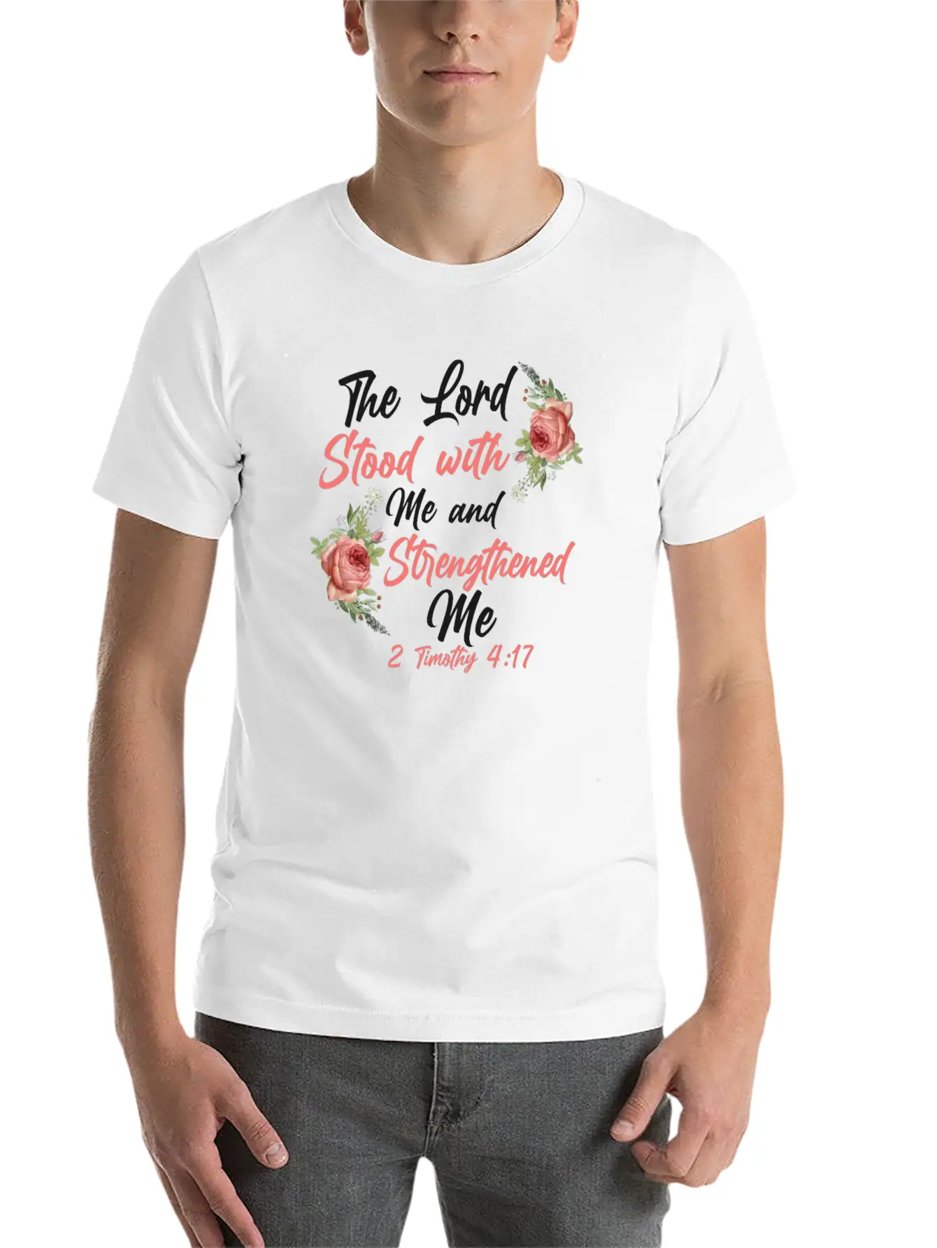 Christian Bible Verse Quote Rose Unisex Casual T-Shirt – Clean Design For Daily Comfort