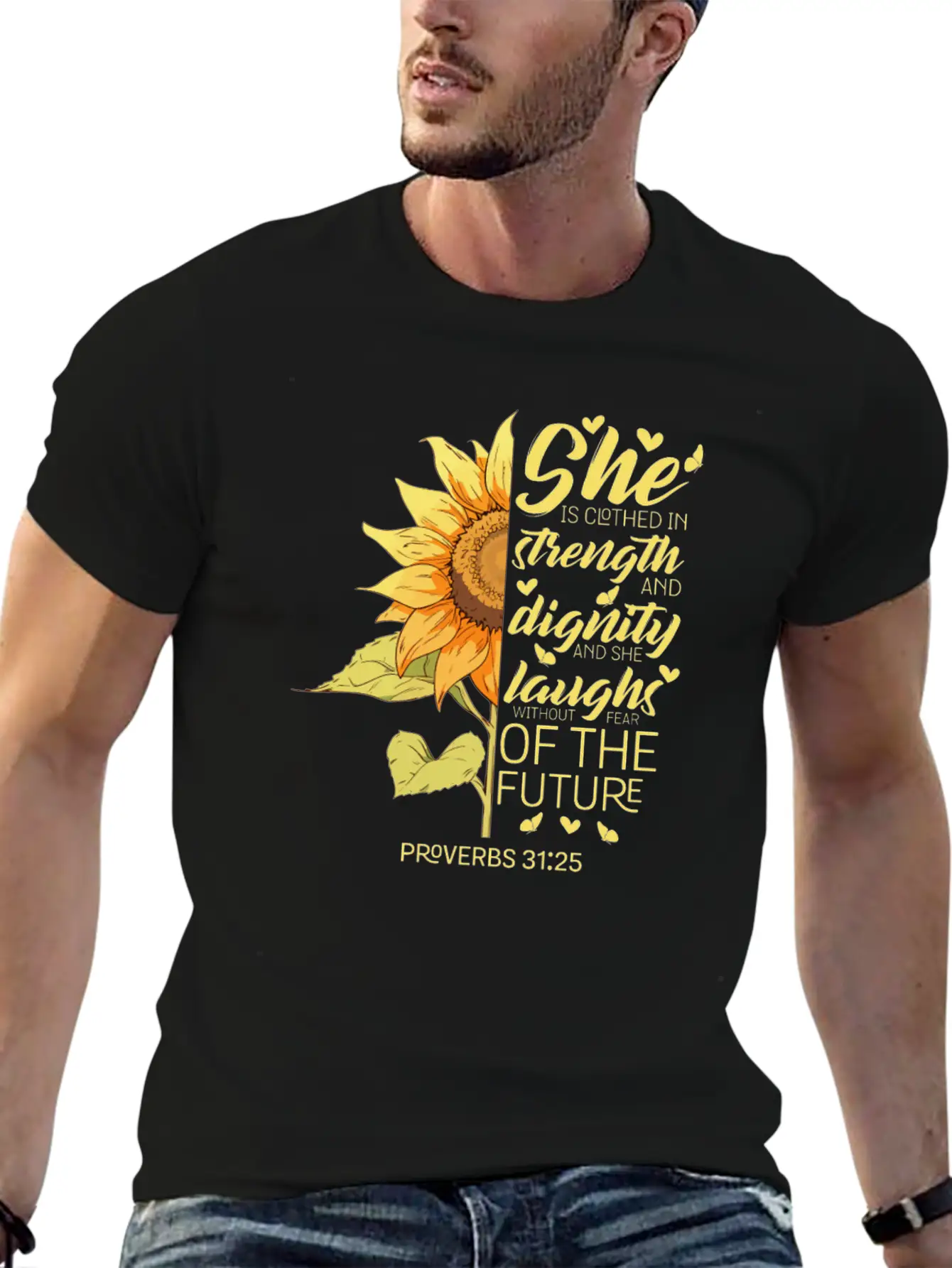 Christian Bible Verse Sunflower Lover Religious Stylish Everyday T-Shirt – Unisex Basic Cotton Tee