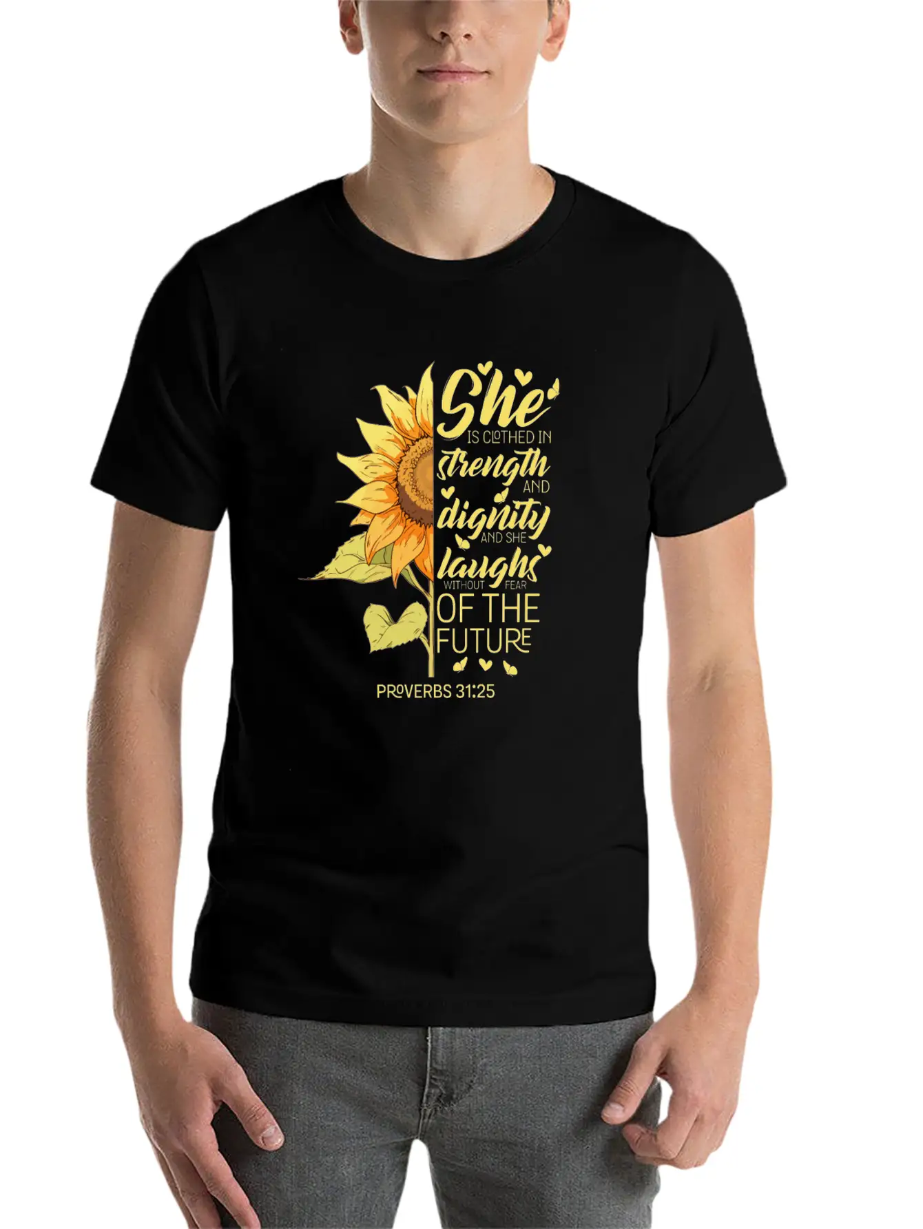 Christian Bible Verse Sunflower Lover Religious Stylish Everyday T-Shirt – Unisex Basic Cotton Tee