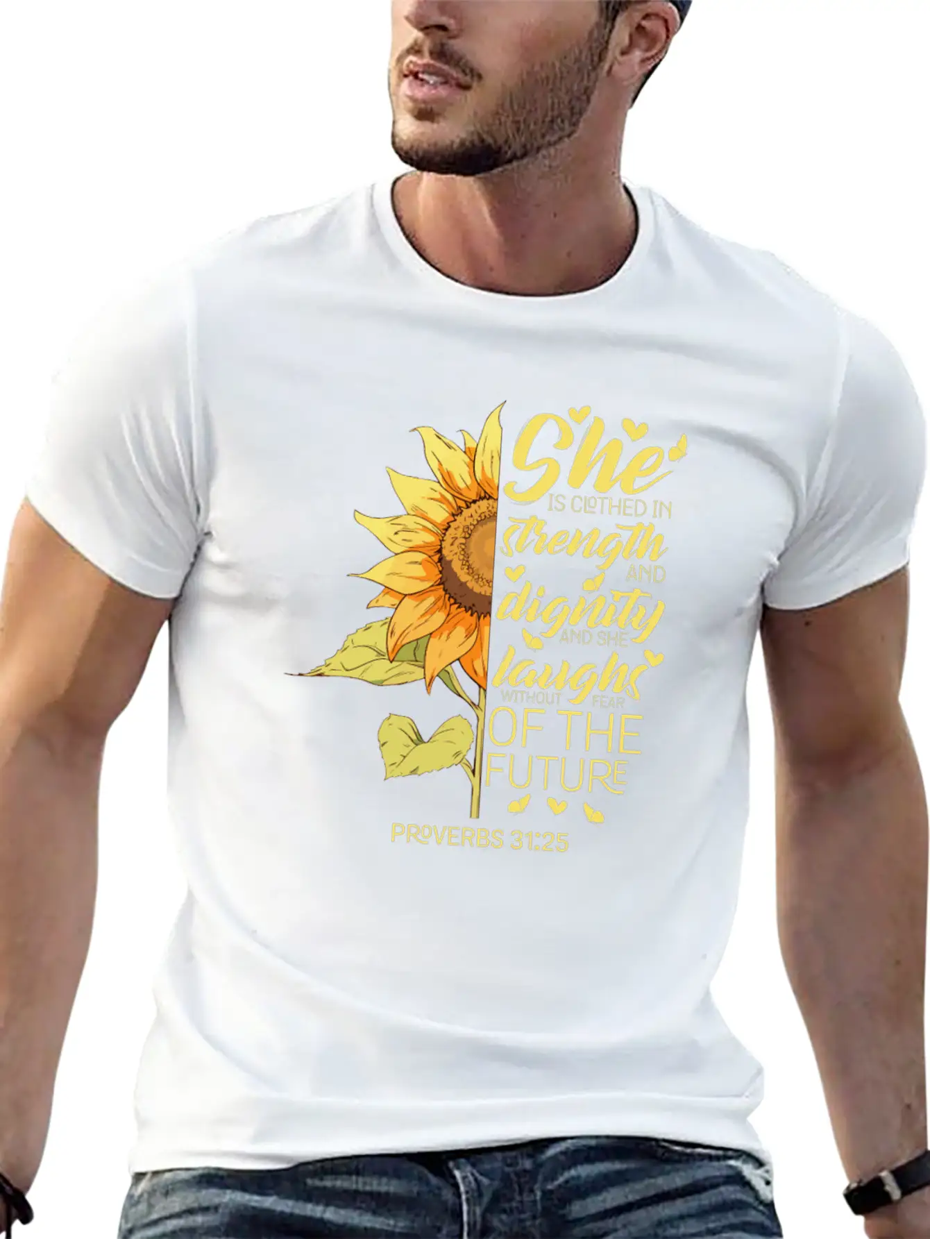 Christian Bible Verse Sunflower Lover Religious Stylish Everyday T-Shirt – Unisex Basic Cotton Tee